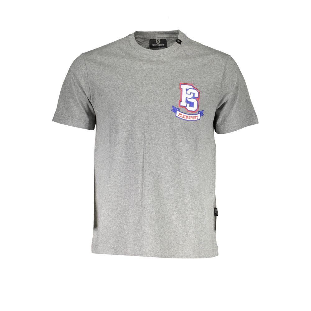 Plein Sport Gray Cotton Men T-Shirt | Regal Royce