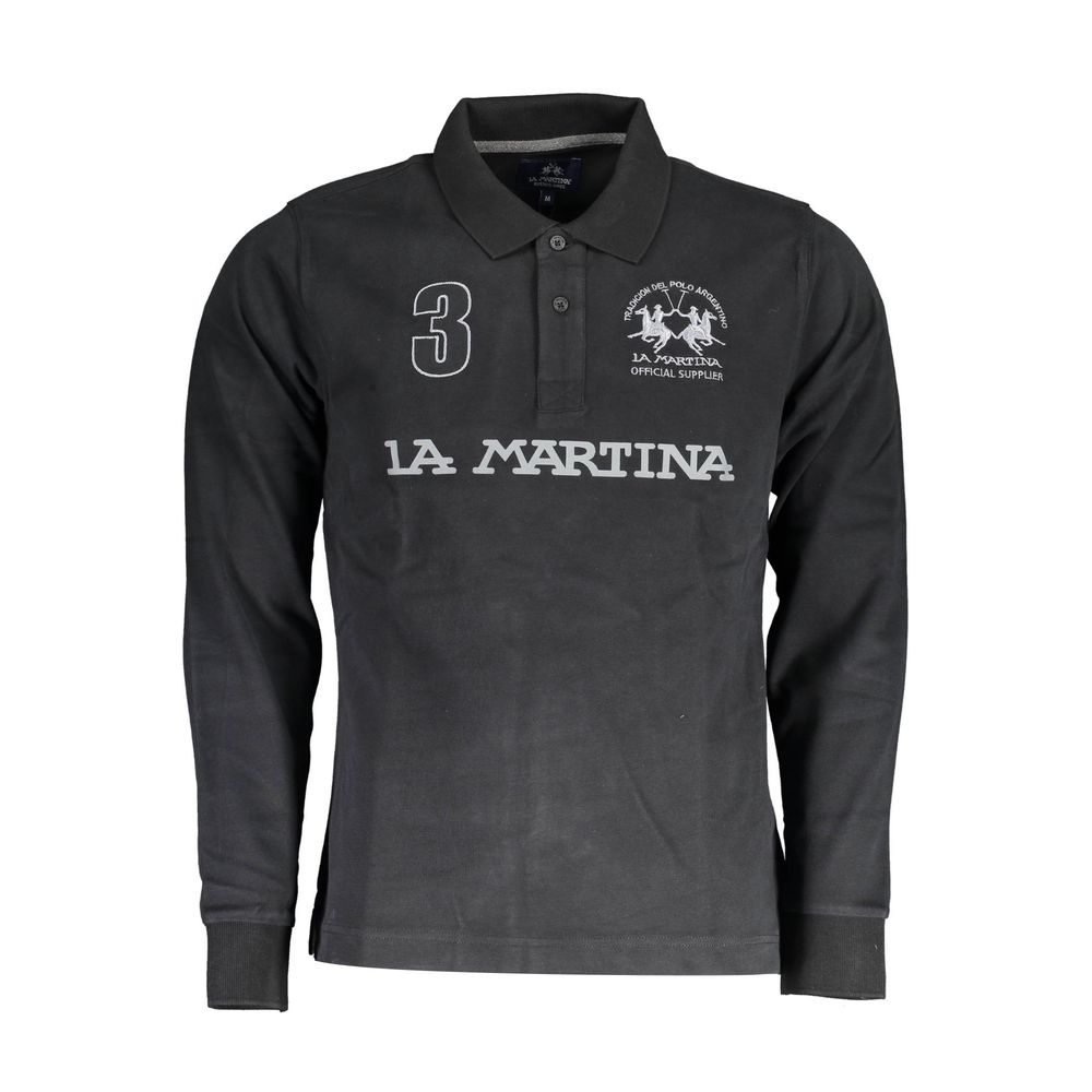 La Martina Black Cotton Polo Shirt