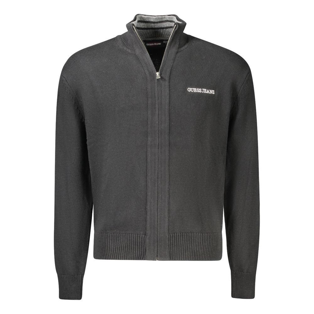 Guess Jeans Black Cotton Men Cardigan | Regal Royce