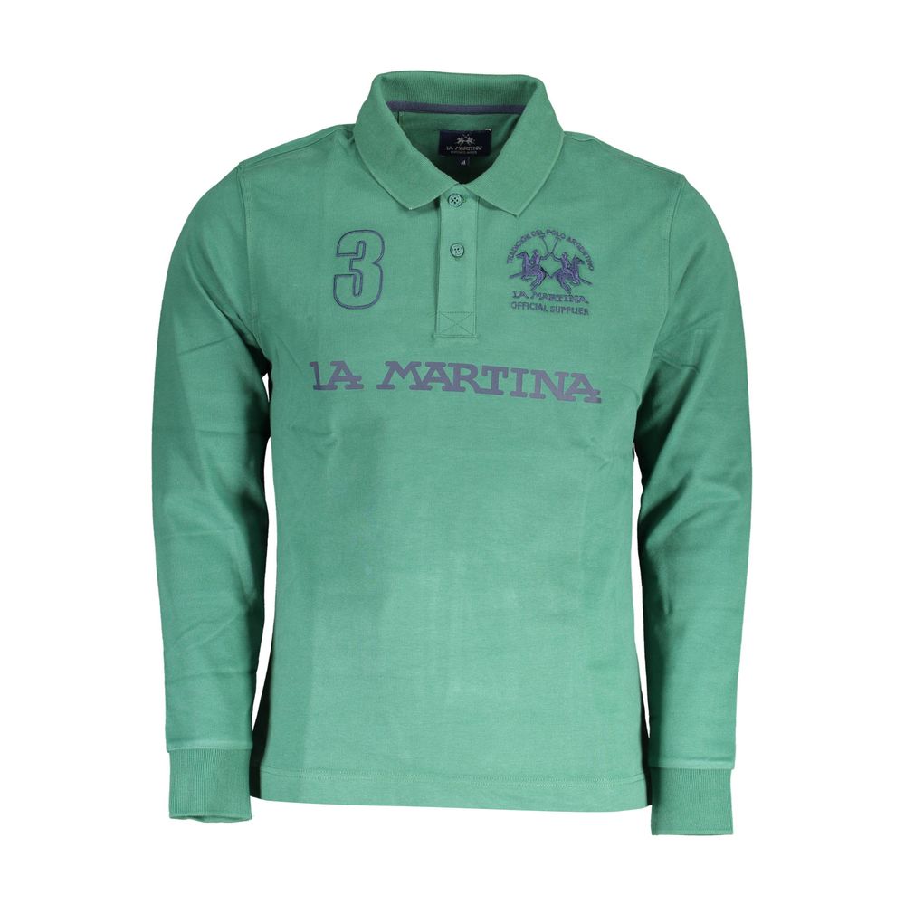 La Martina Green Cotton Men Polo Shirt | Regal Royce