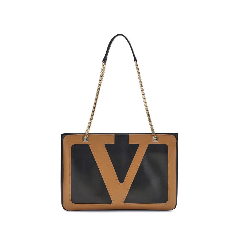 Valentino Garavani Black Calf Leather Bos Taurus Shoulder Bag | Regal Royce