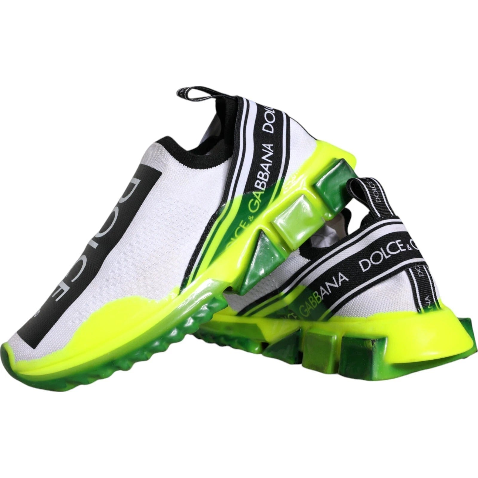 Dolce & Gabbana White Yellow Slip On Sorrento Sneakers Shoes | Regal Royce