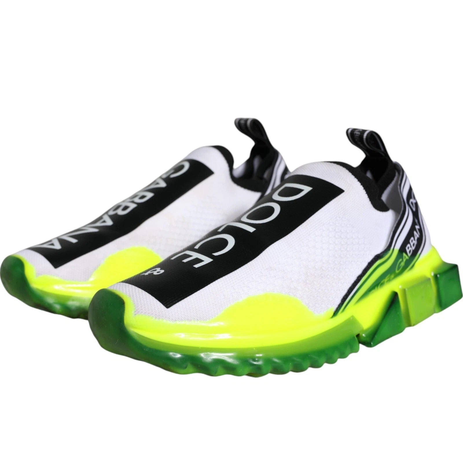 Dolce & Gabbana White Yellow Slip On Sorrento Sneakers Shoes | Regal Royce