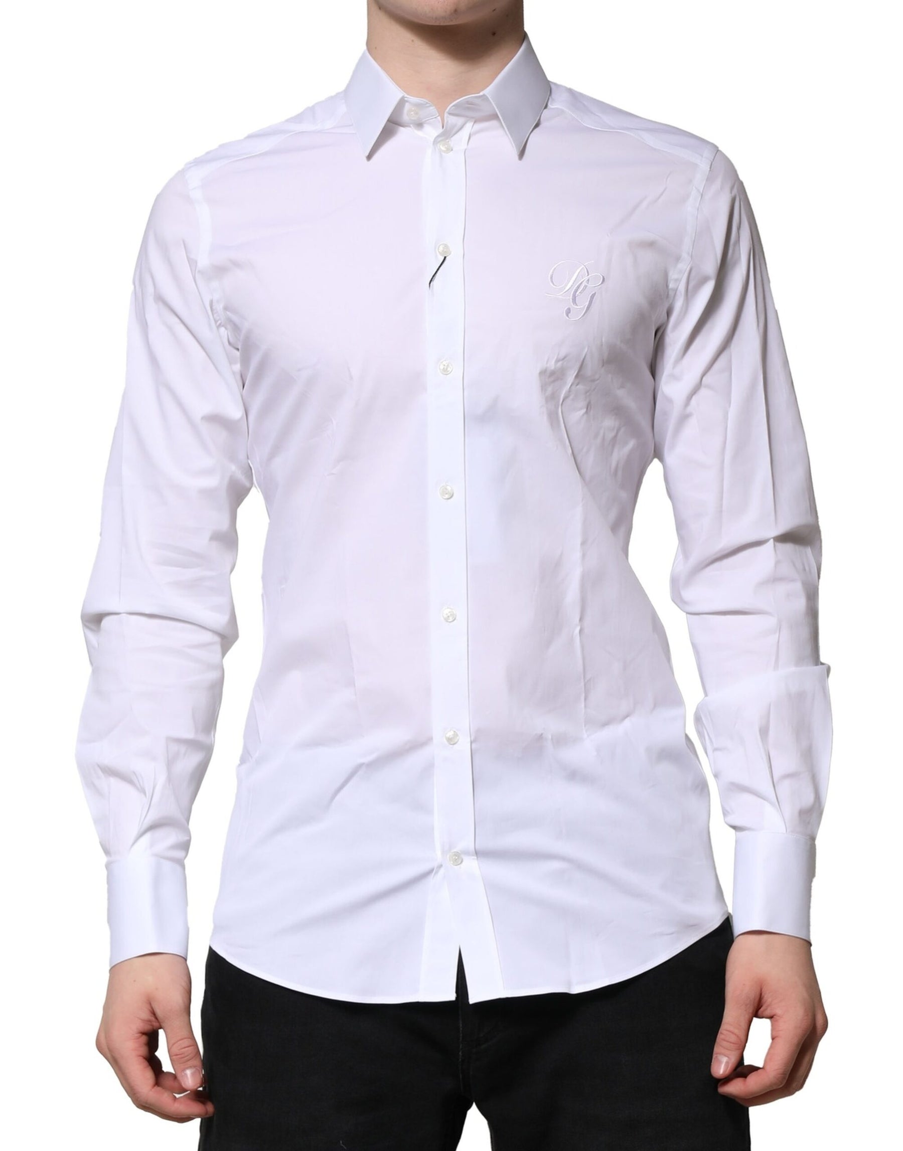 Dolce & Gabbana White Cotton GOLD Long Sleeves Formal Shirt | Regal Royce