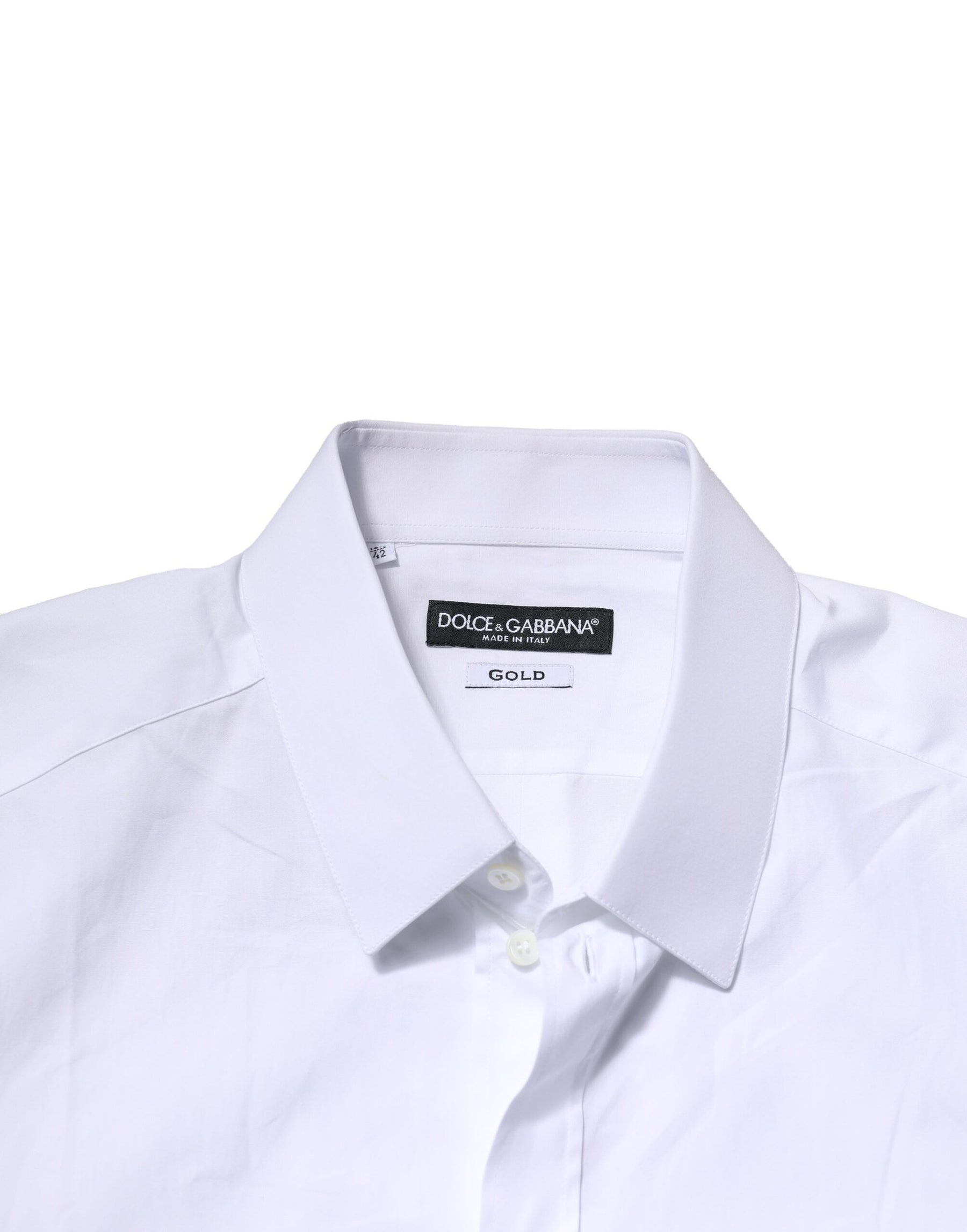 Dolce & Gabbana White Cotton GOLD Long Sleeves Formal Shirt | Regal Royce