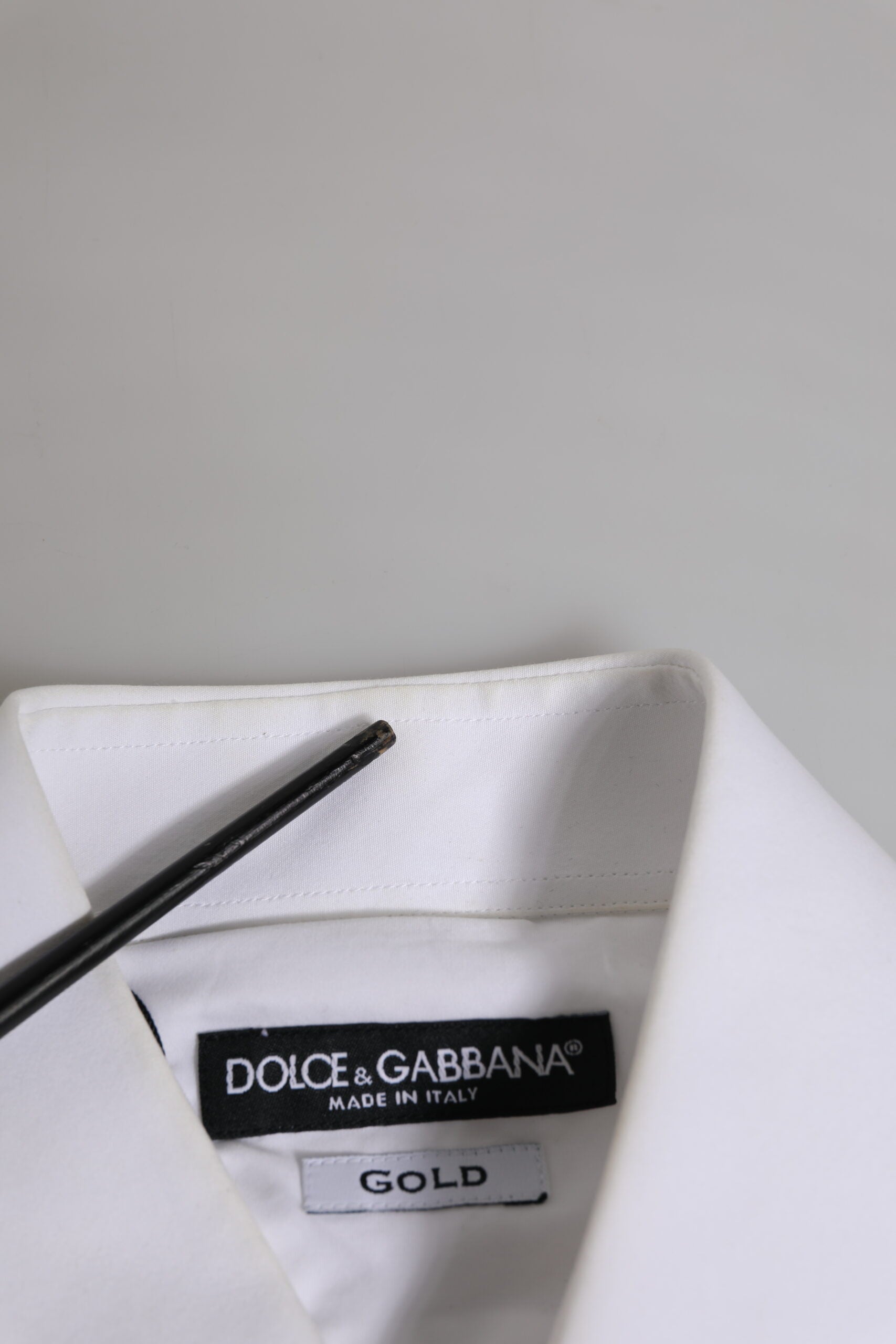 Dolce & Gabbana White Cotton GOLD Long Sleeves Formal Shirt | Regal Royce