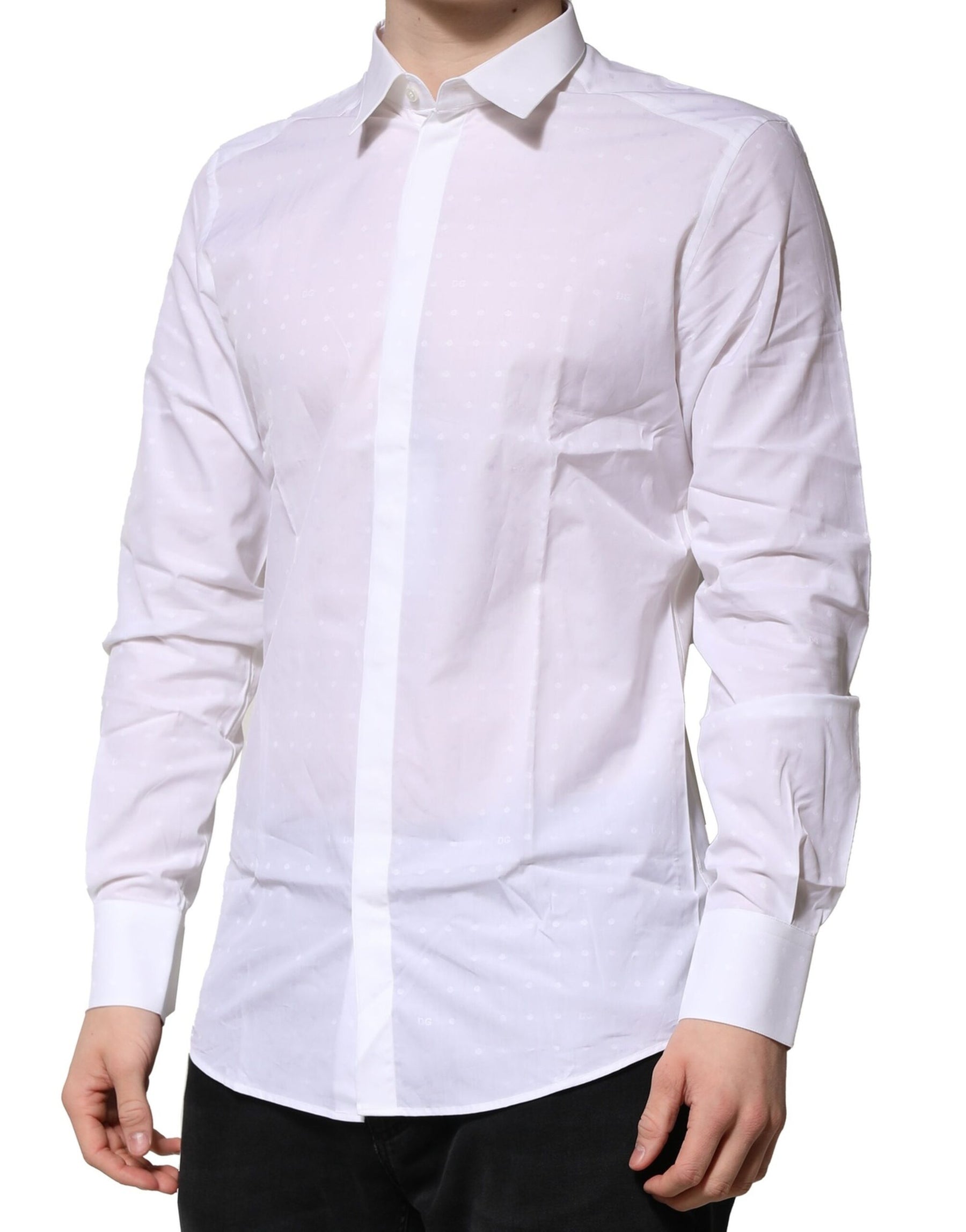 Dolce & Gabbana White Cotton GOLD Long Sleeves Formal Shirt | Regal Royce