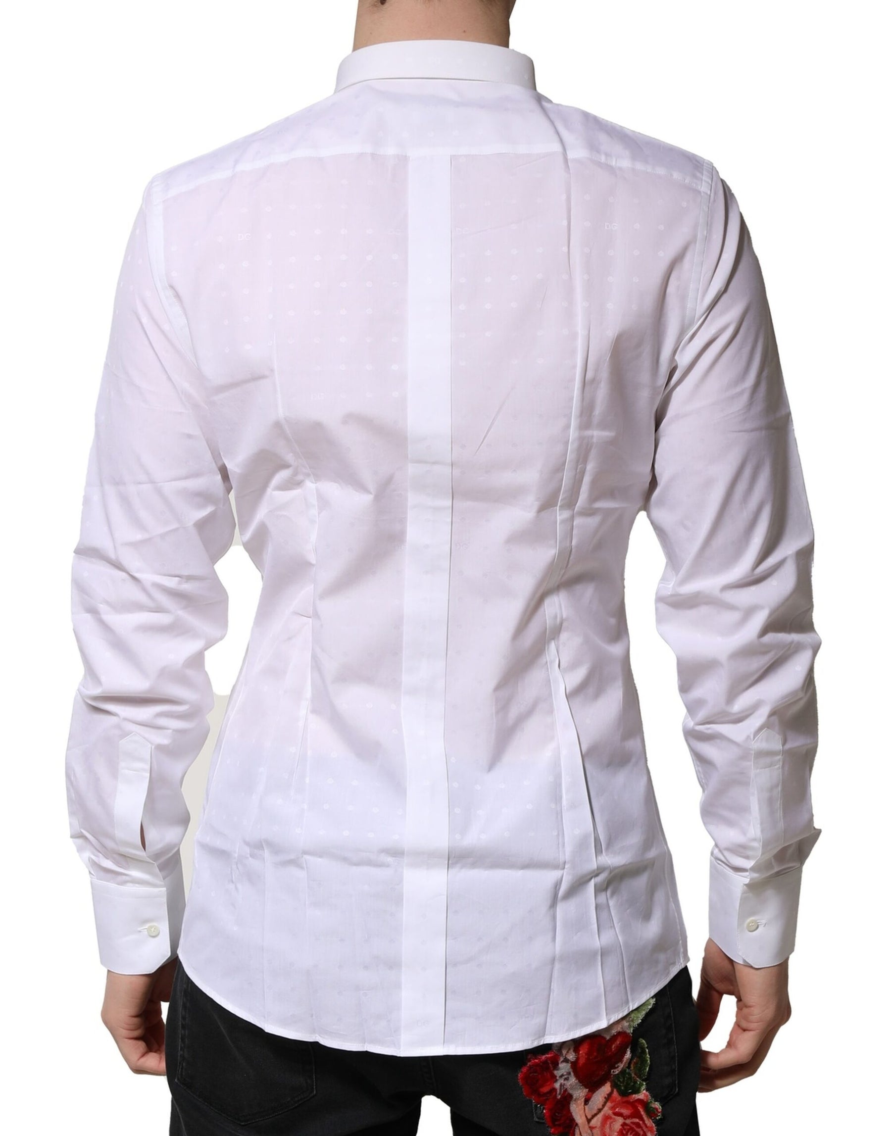 Dolce & Gabbana White Cotton GOLD Long Sleeves Formal Shirt | Regal Royce