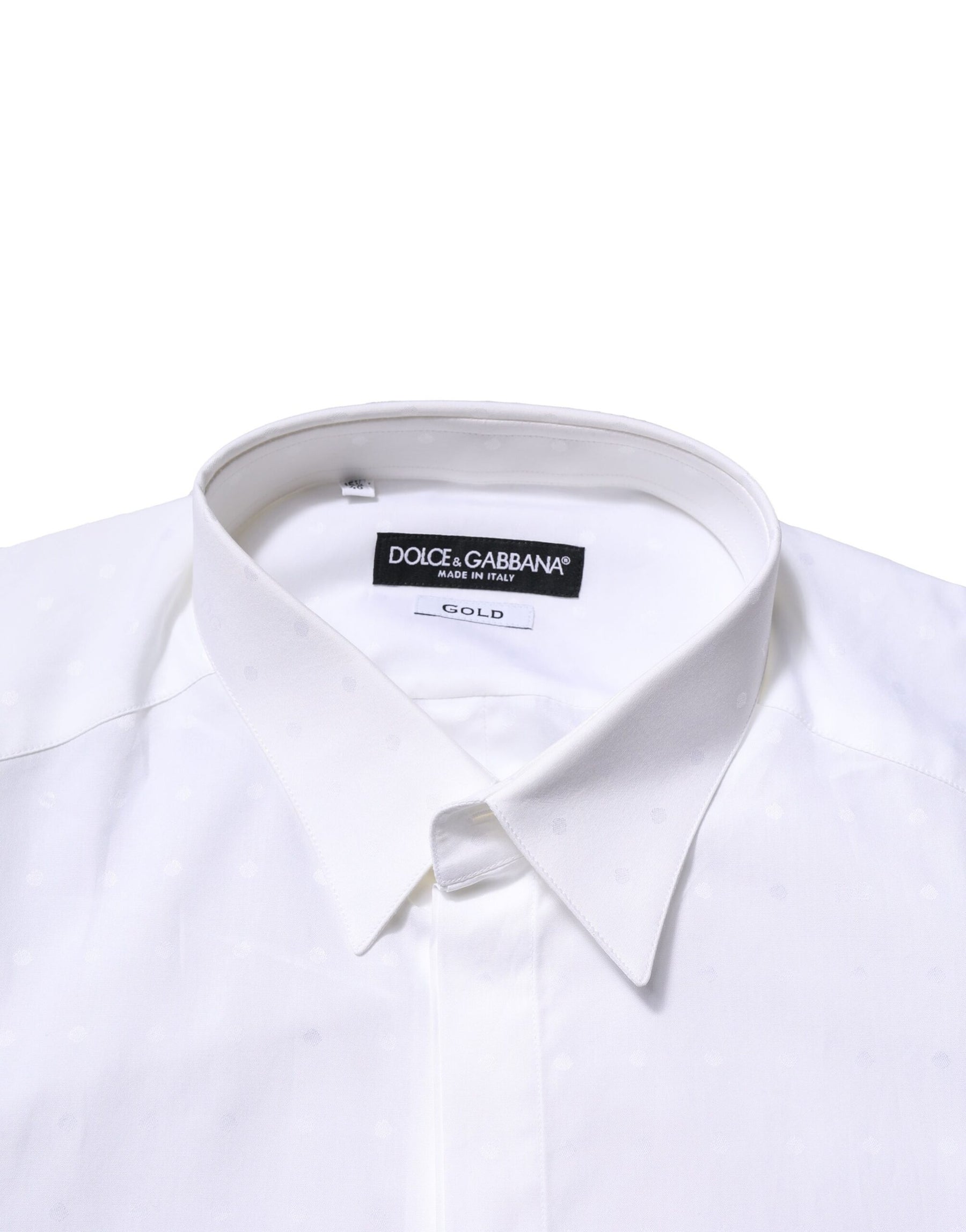 Dolce & Gabbana White Cotton GOLD Long Sleeves Formal Shirt | Regal Royce