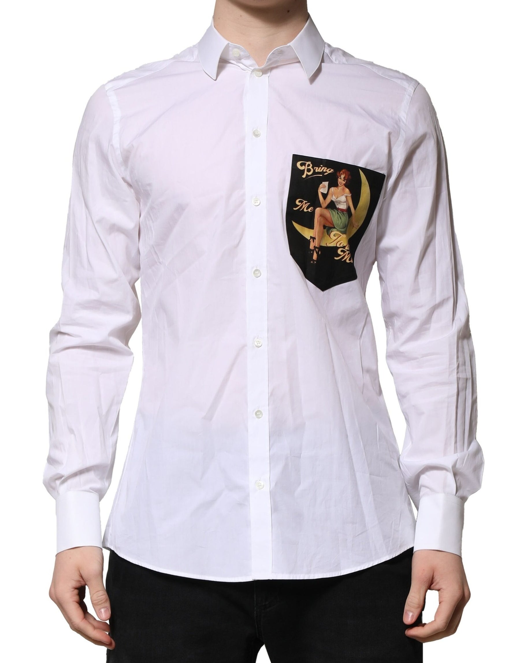 Dolce & Gabbana White Cotton MARTINI Long Sleeve Formal Shirt | Regal Royce