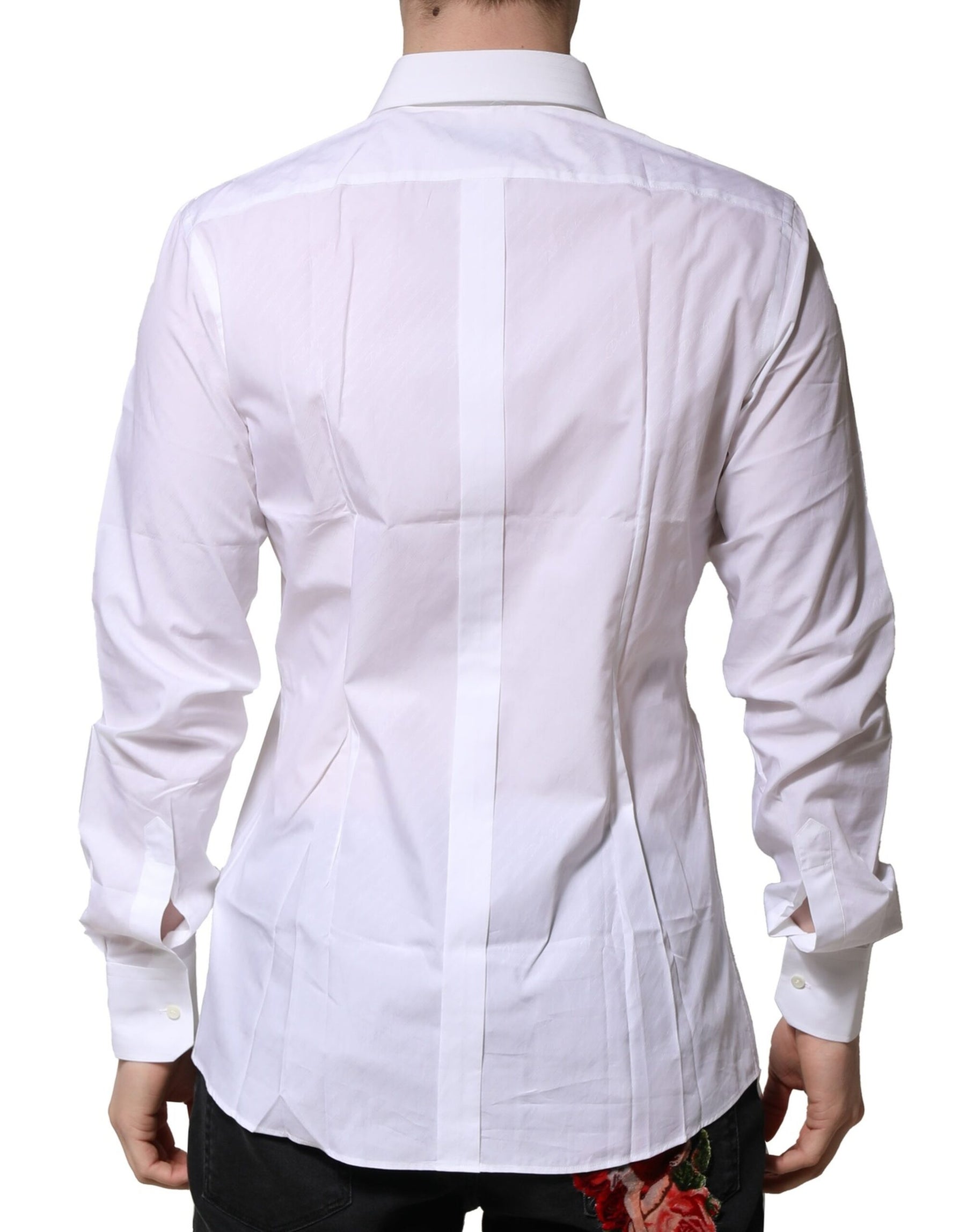 Dolce & Gabbana White Cotton Long Sleeves GOLD Formal Shirt | Regal Royce