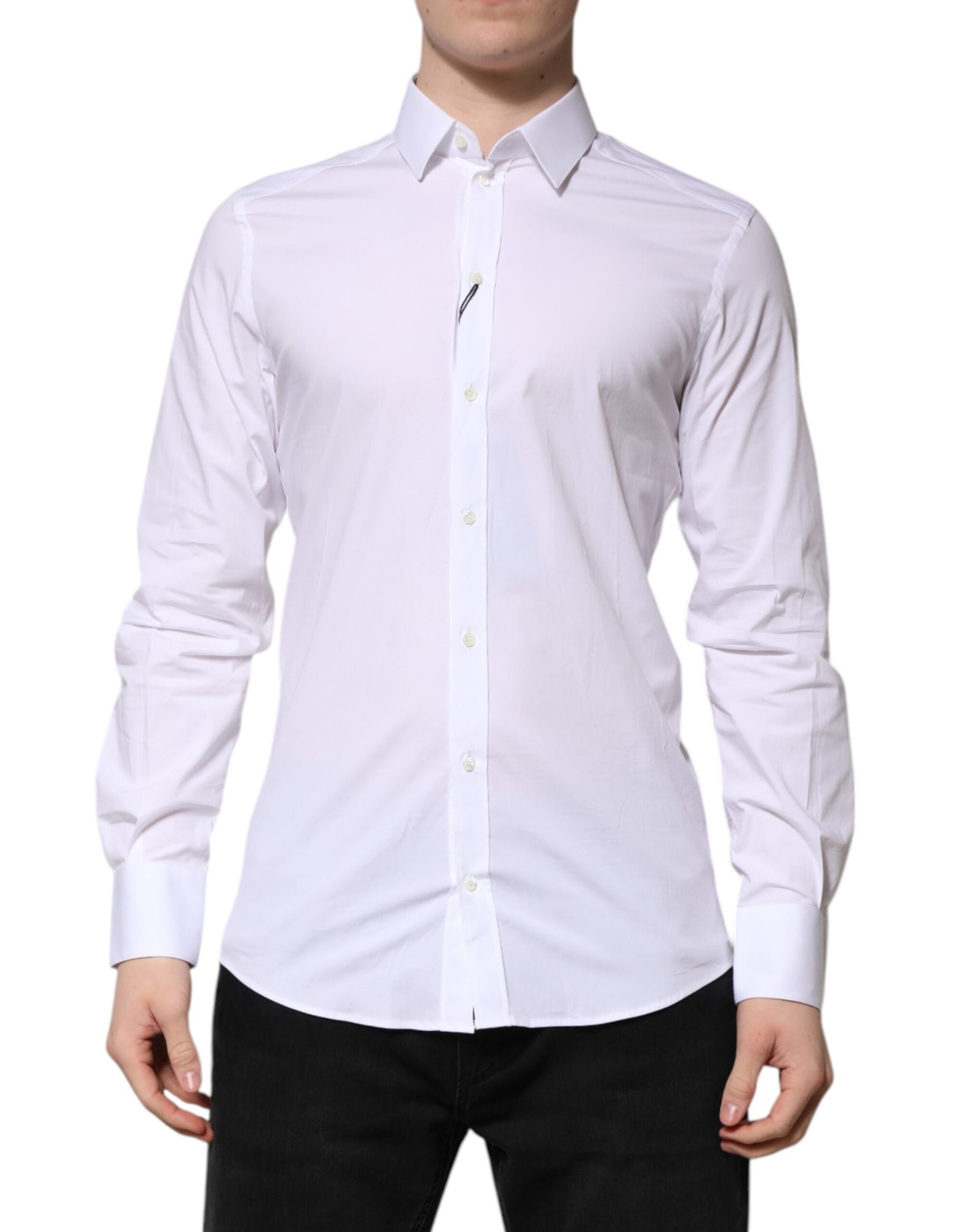 Dolce & Gabbana White Cotton GOLD Long Sleeves Formal Shirt | Regal Royce