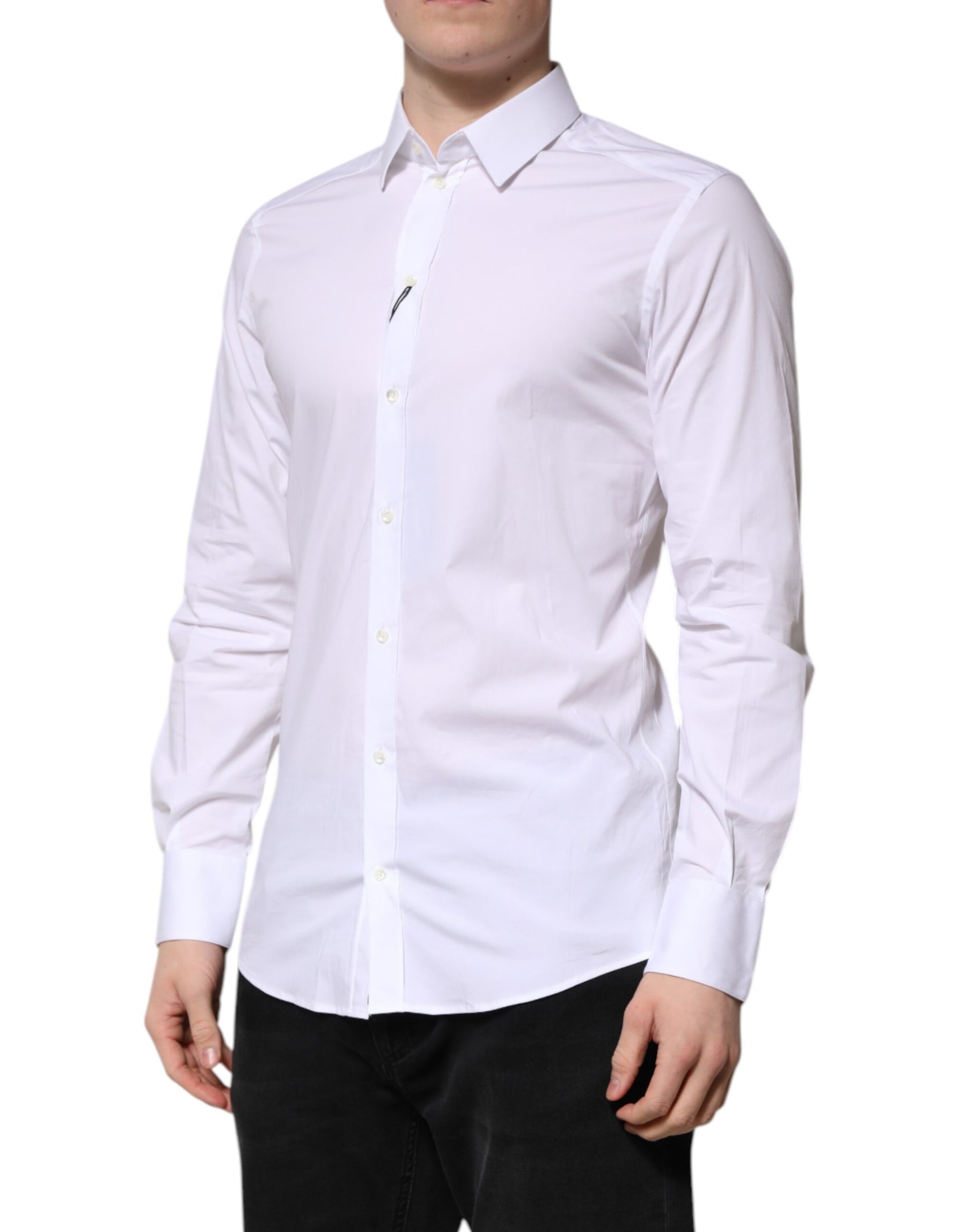 Dolce & Gabbana White Cotton GOLD Long Sleeves Formal Shirt | Regal Royce