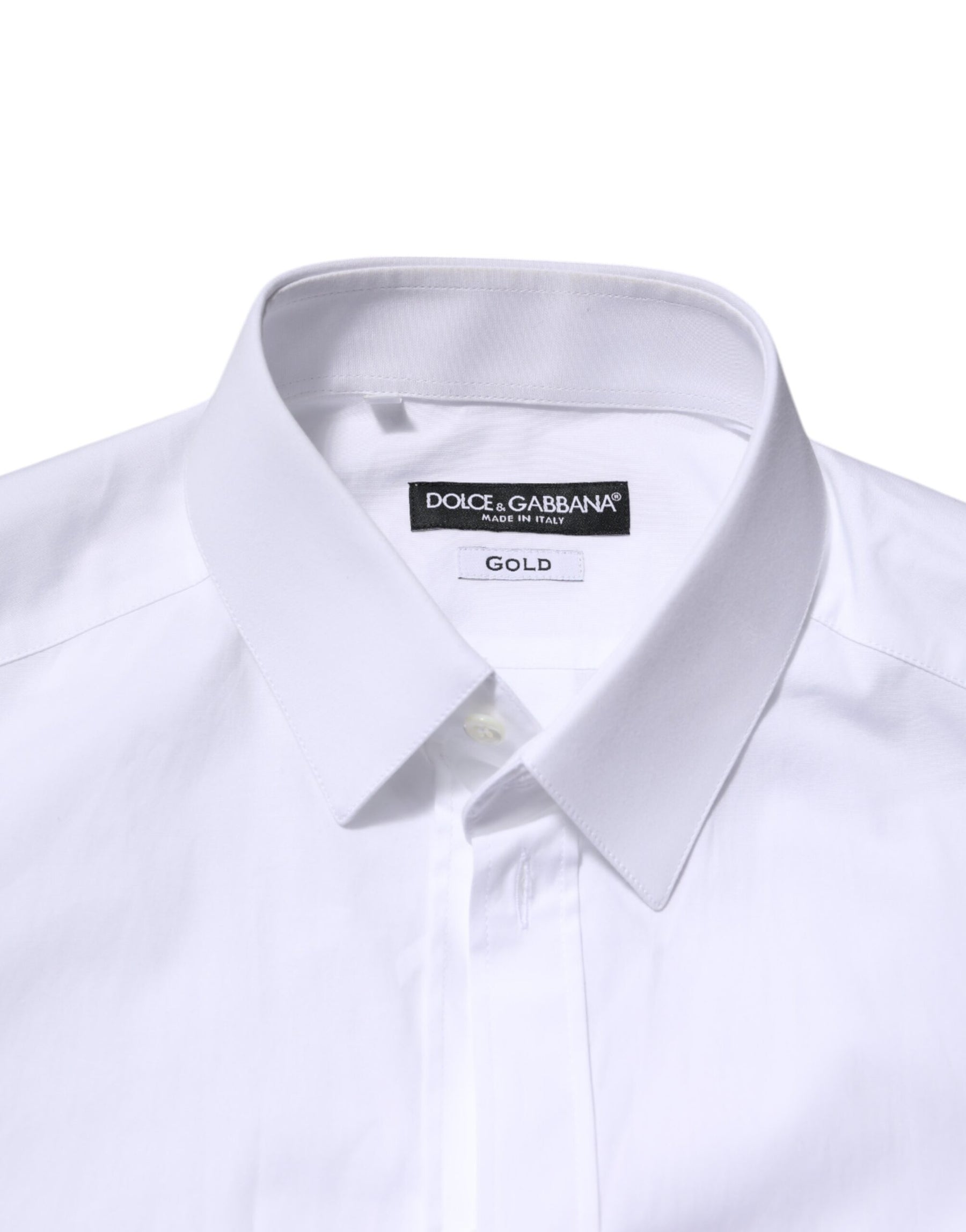 Dolce & Gabbana White Cotton GOLD Long Sleeves Formal Shirt | Regal Royce
