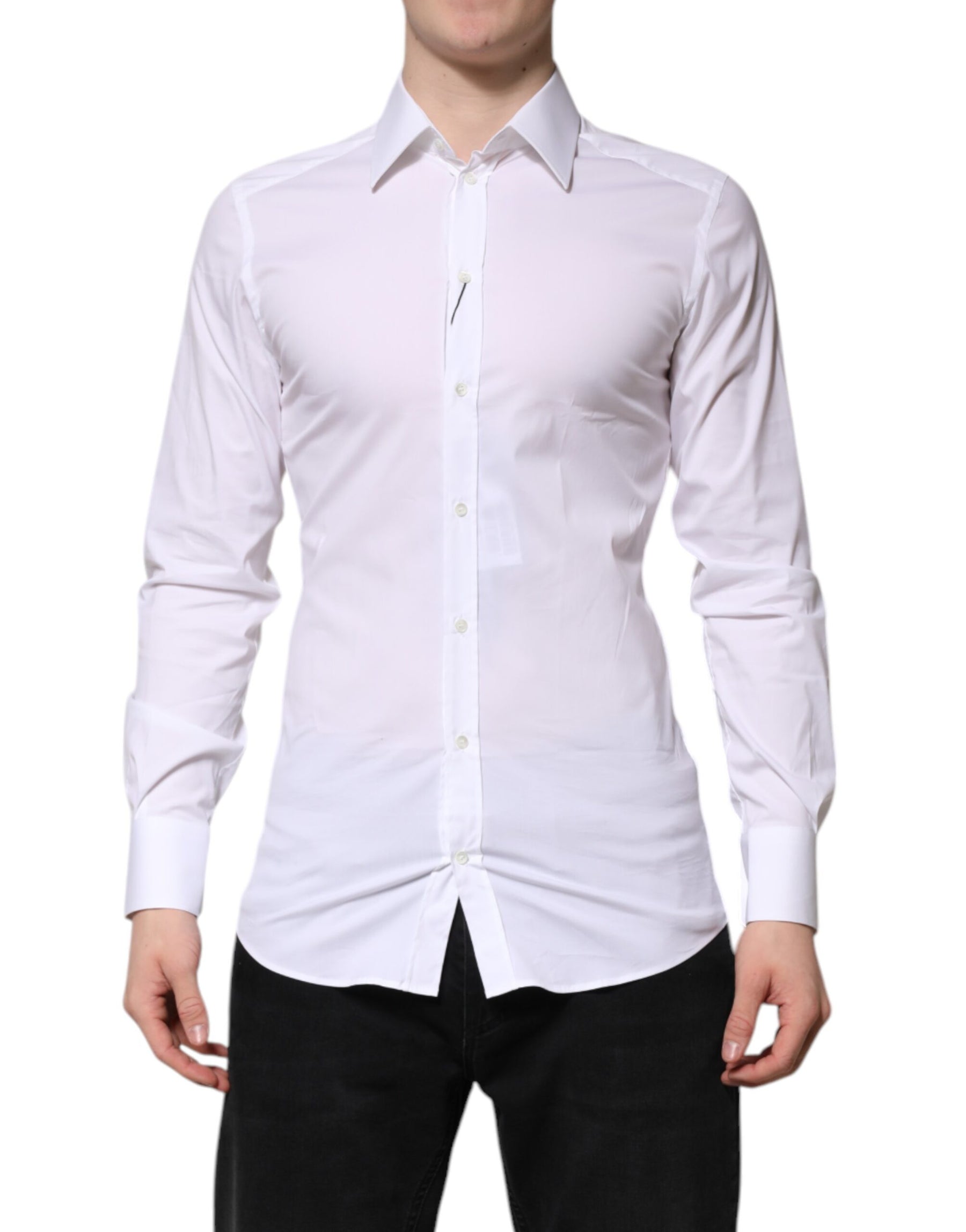 Dolce & Gabbana White Cotton GOLD Long Sleeves Formal Shirt | Regal Royce