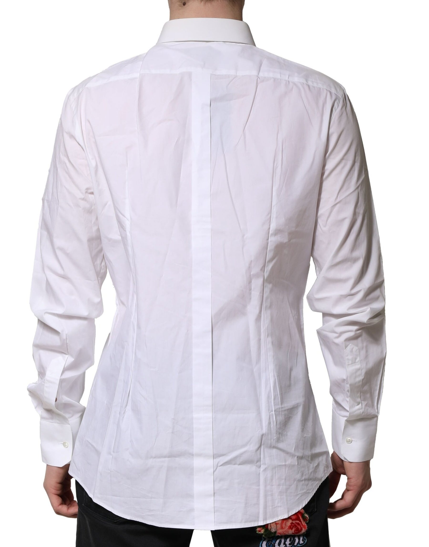 Dolce & Gabbana White Cotton GOLD Long Sleeves Formal Shirt | Regal Royce