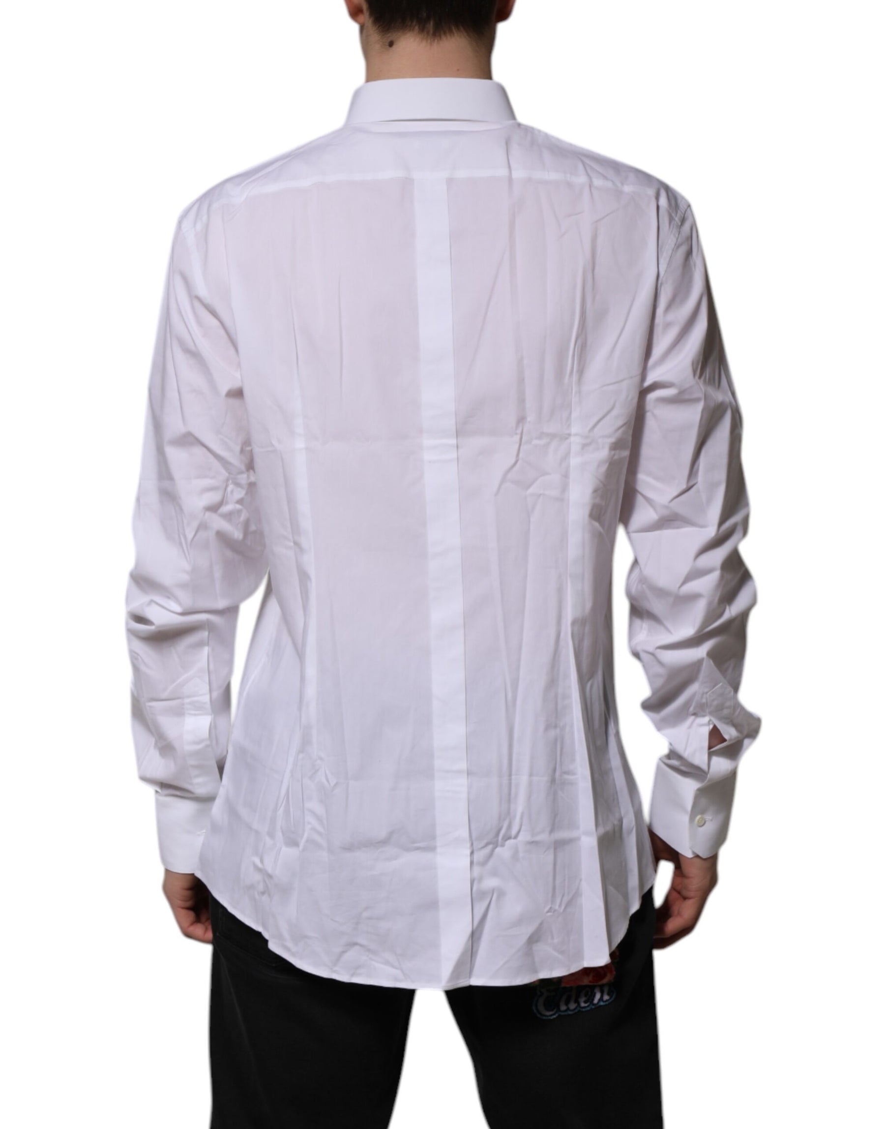 Dolce & Gabbana White Cotton GOLD Long Sleeves Formal Shirt | Regal Royce