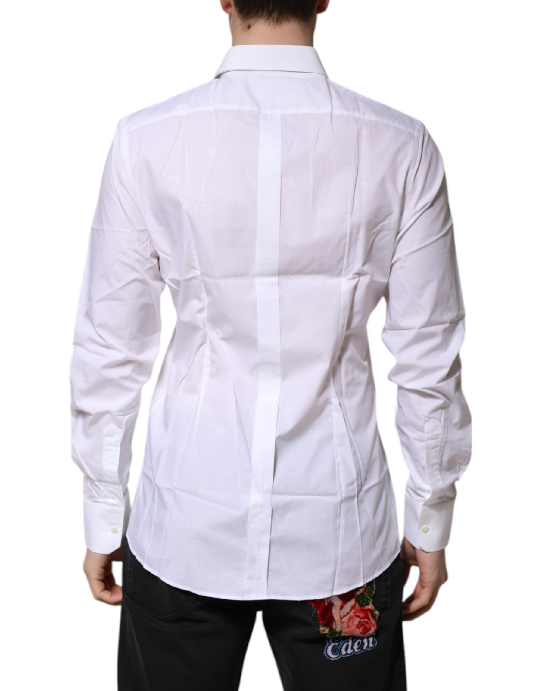 Dolce & Gabbana White Cotton GOLD Long Sleeves Formal Shirt | Regal Royce