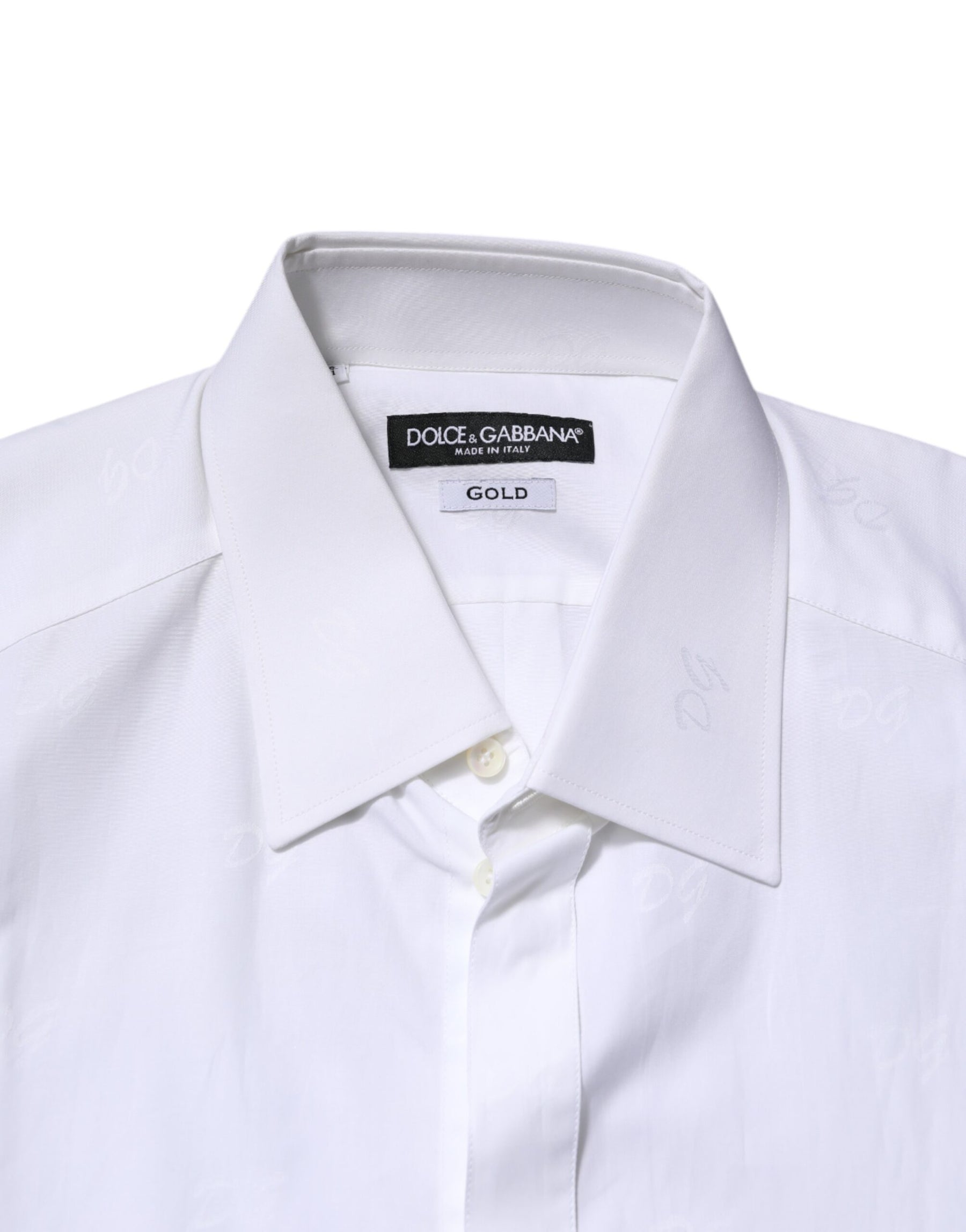 Dolce & Gabbana White Cotton GOLD Long Sleeves Formal Shirt | Regal Royce