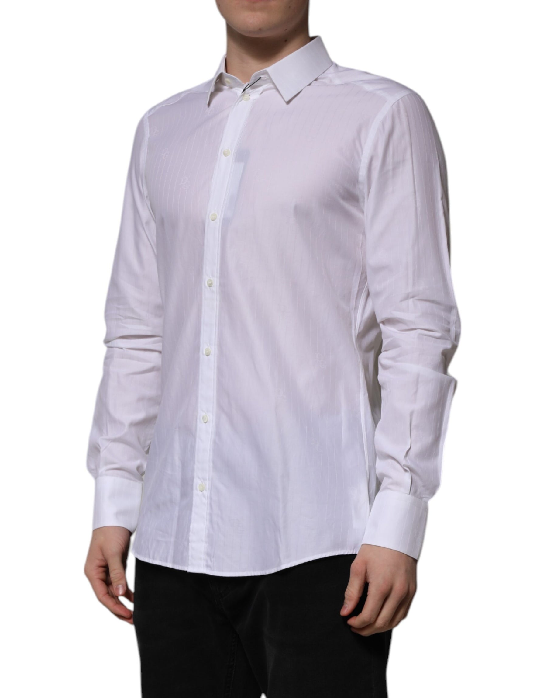 Dolce & Gabbana White Cotton MARTINI Long Sleeve Formal Shirt | Regal Royce