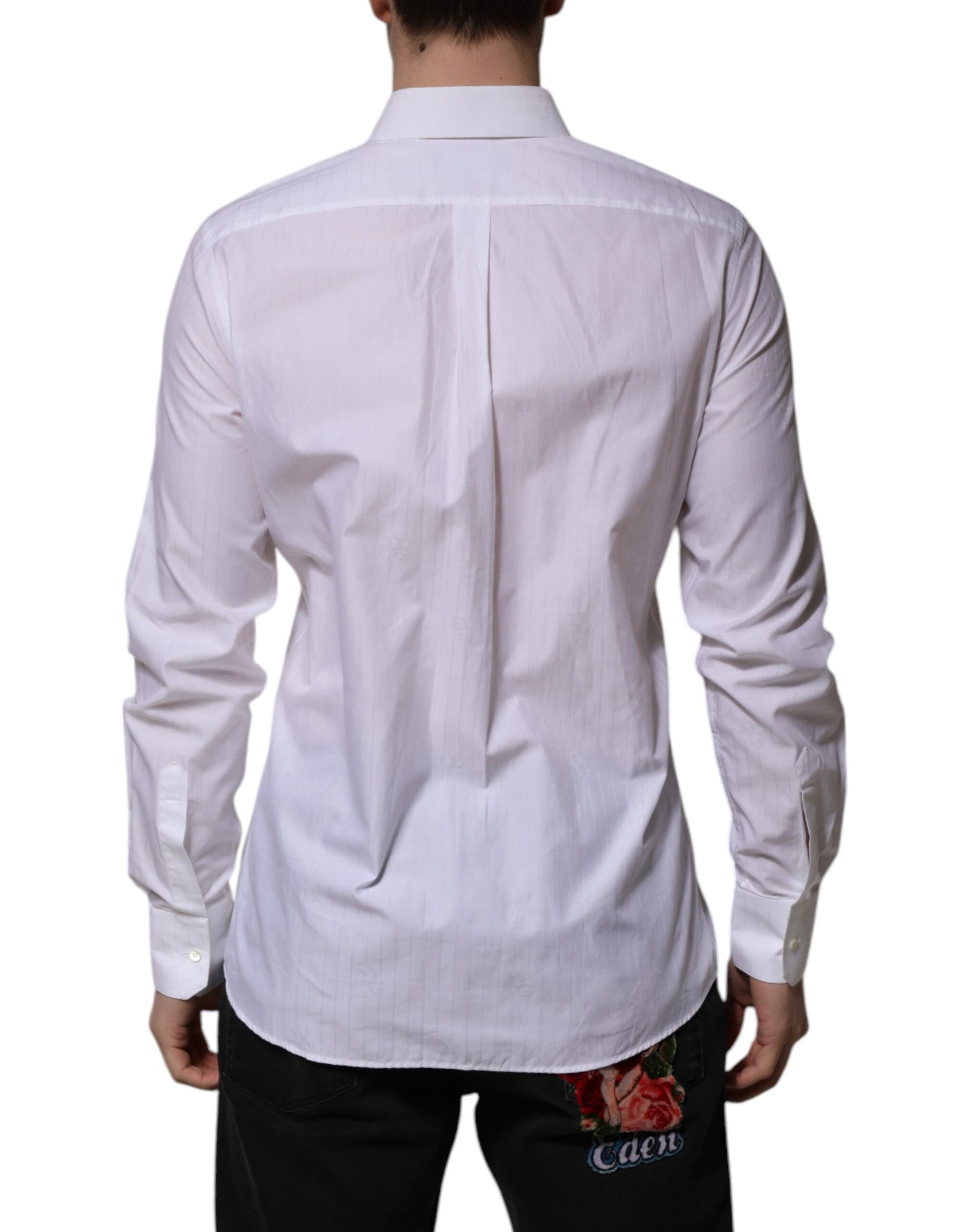 Dolce & Gabbana White Cotton MARTINI Long Sleeve Formal Shirt | Regal Royce