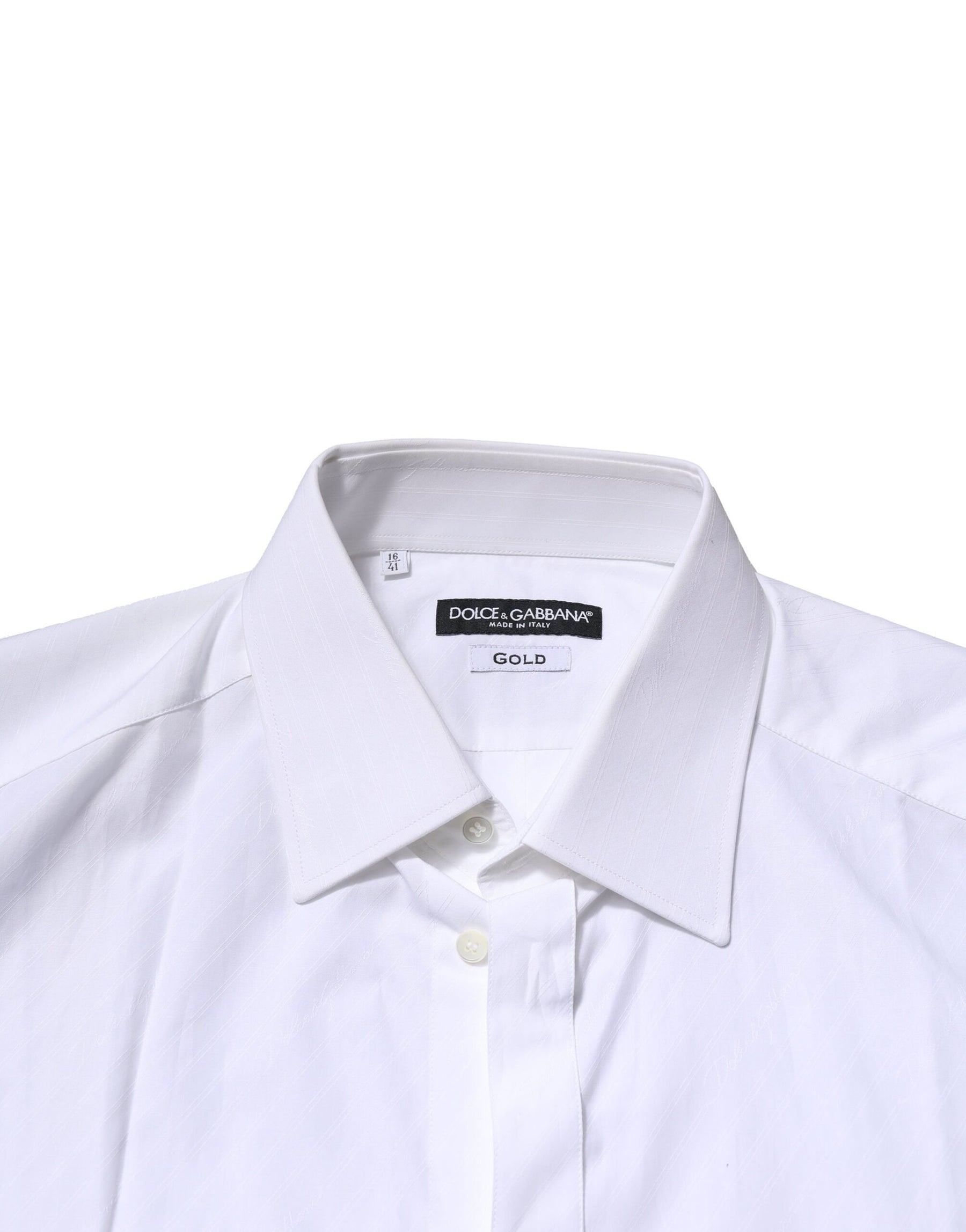 Dolce & Gabbana White Cotton GOLD Long Sleeves Formal Shirt | Regal Royce