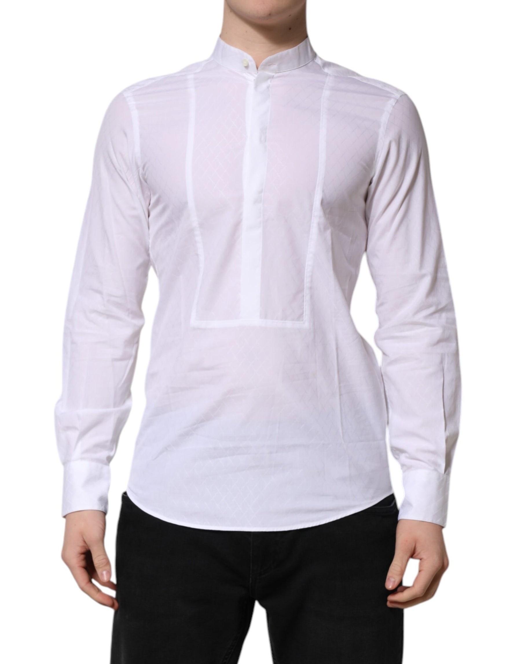 Dolce & Gabbana White Cotton Slim Long Sleeves Formal Shirt | Regal Royce