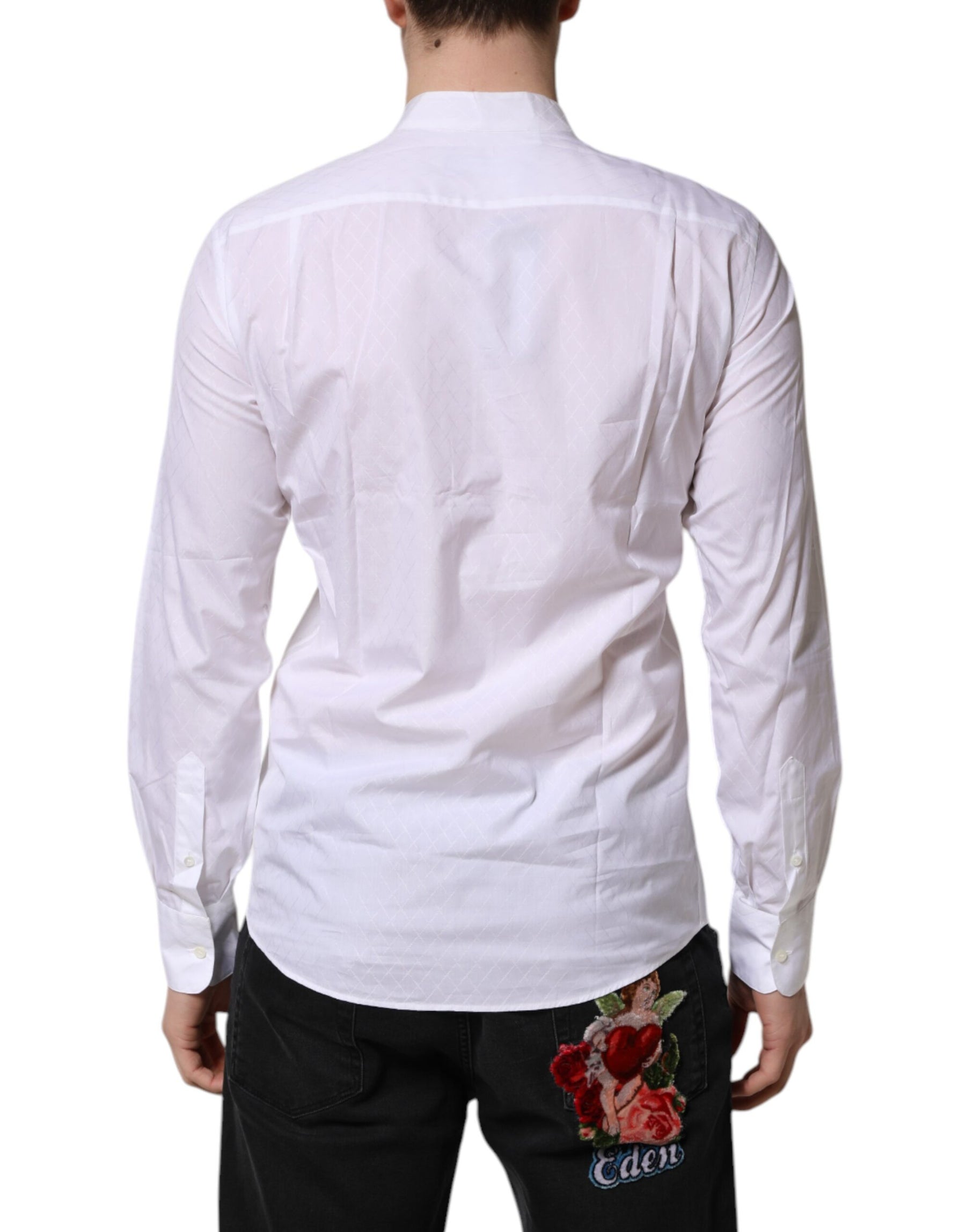 Dolce & Gabbana White Cotton Slim Long Sleeves Formal Shirt | Regal Royce