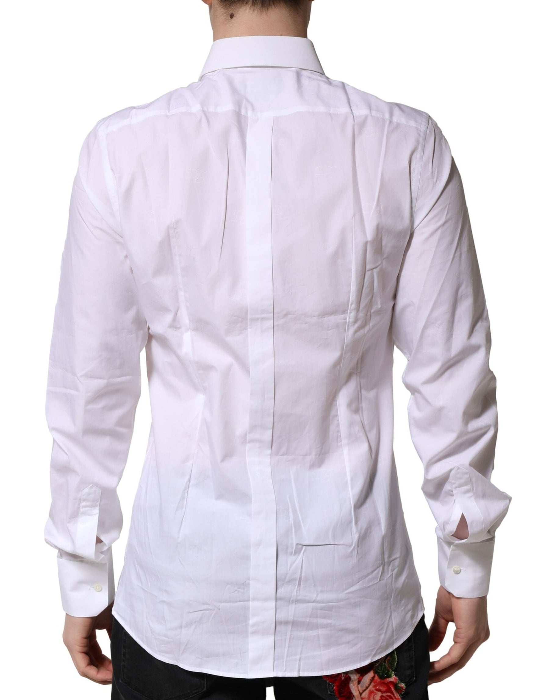 Dolce & Gabbana White Cotton GOLD Long Sleeves Formal Shirt | Regal Royce