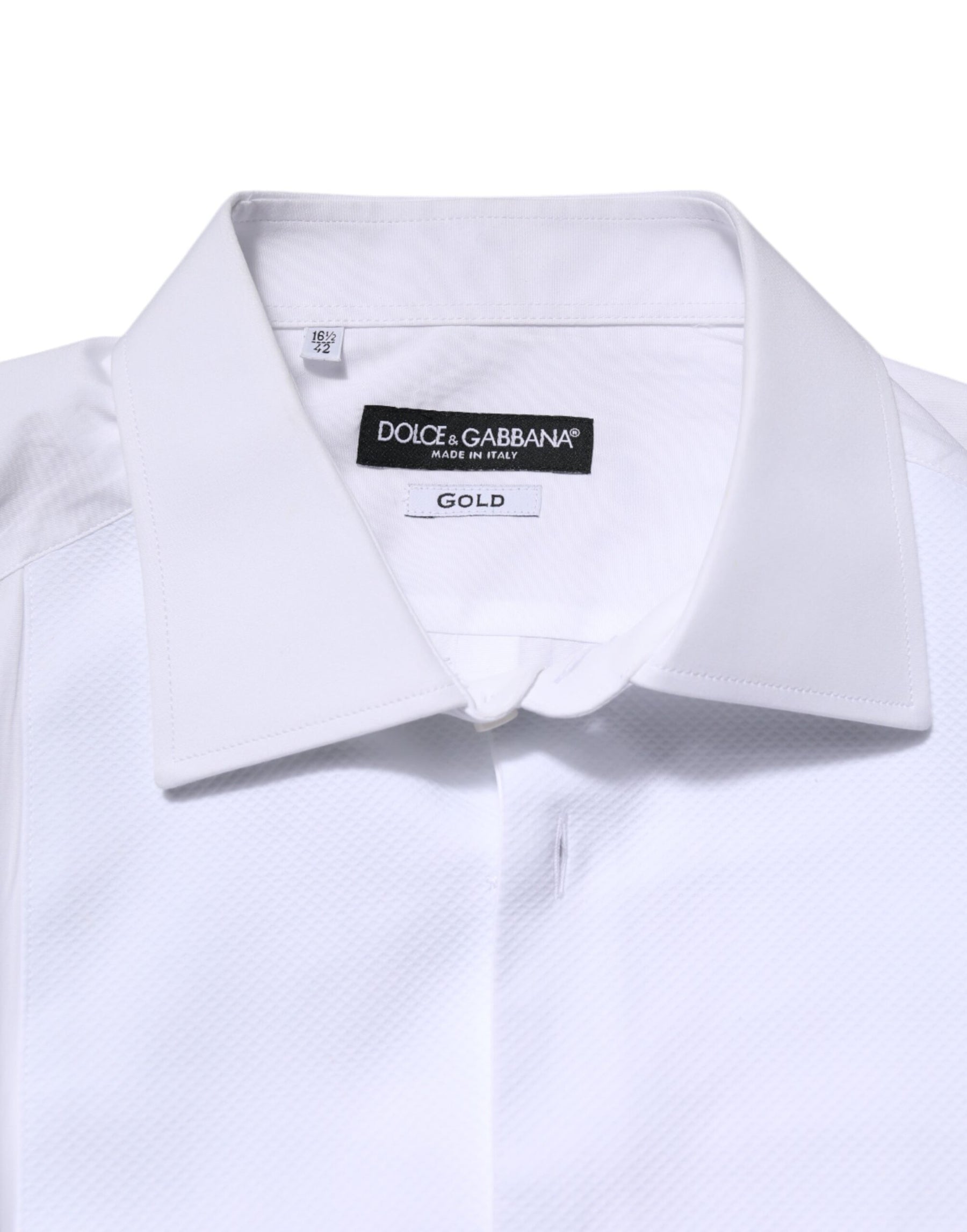 Dolce & Gabbana White Silk Bib Poplin GOLD Men Formal Shirt | Regal Royce