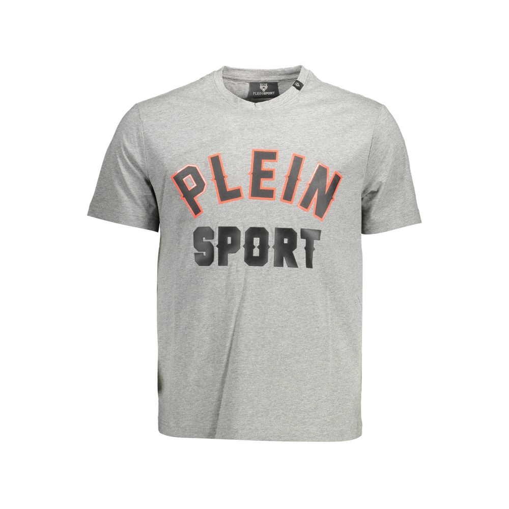 Plein Sport Gray Cotton Men T-Shirt | Regal Royce