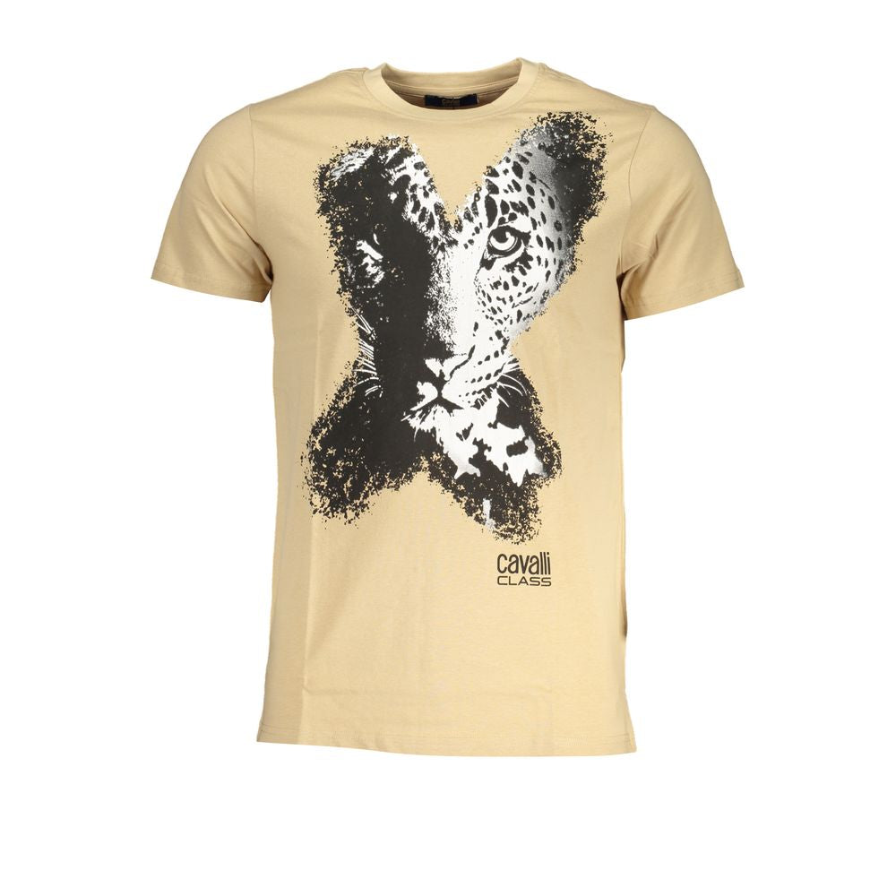 Cavalli Class Beige Cotton Men's T-Shirt | Regal Royce