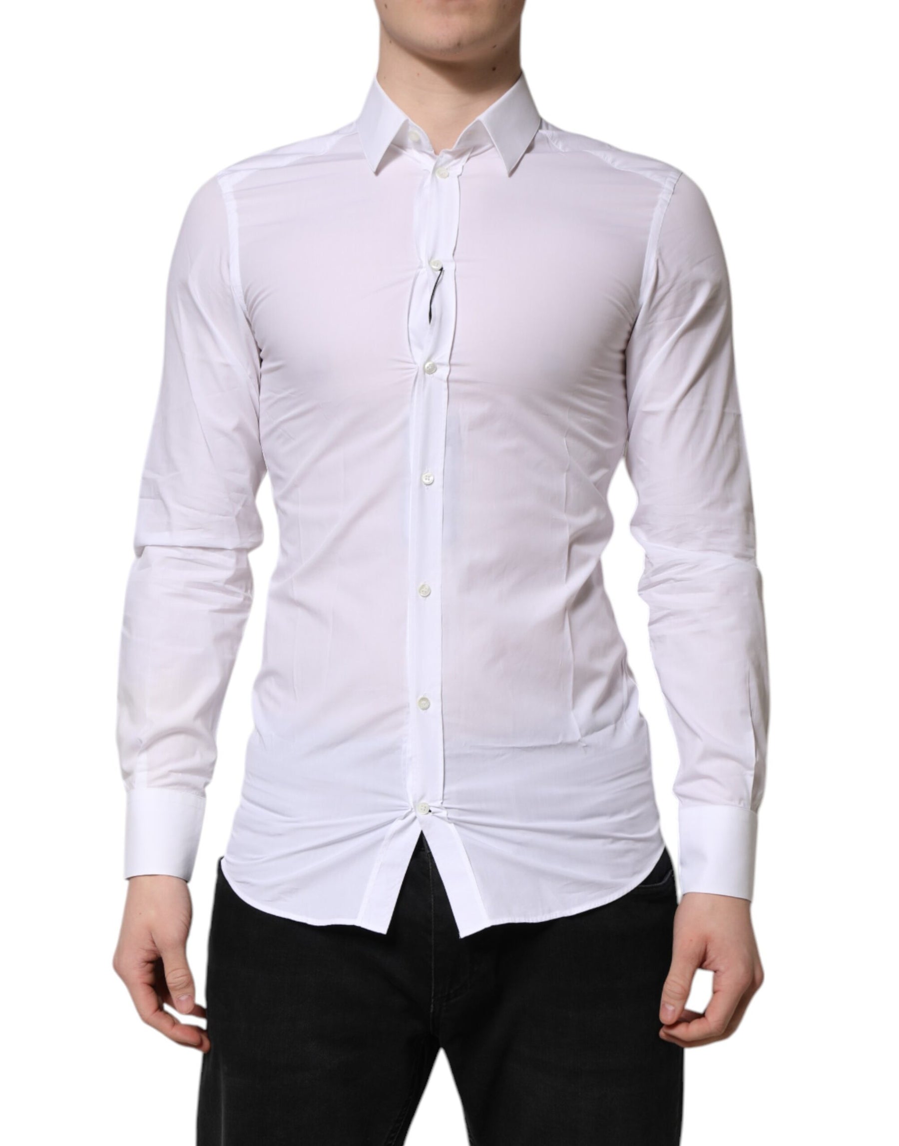 Dolce & Gabbana White GOLD Long Sleeves Dress Men Formal Shirt | Regal Royce