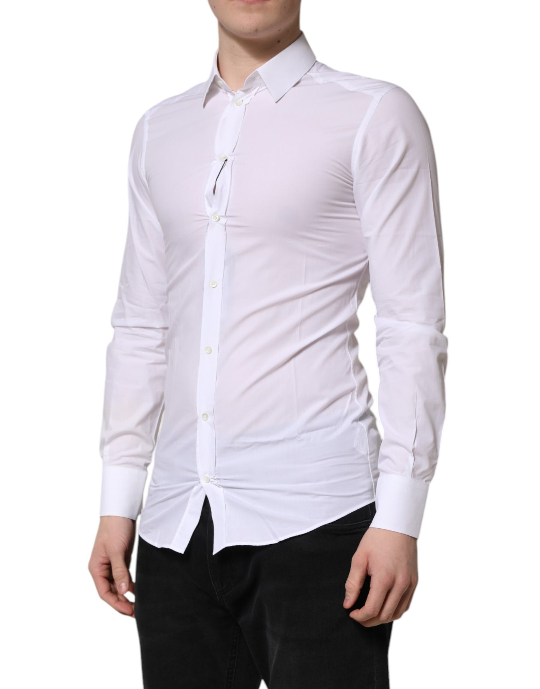 Dolce & Gabbana White GOLD Long Sleeves Dress Men Formal Shirt | Regal Royce