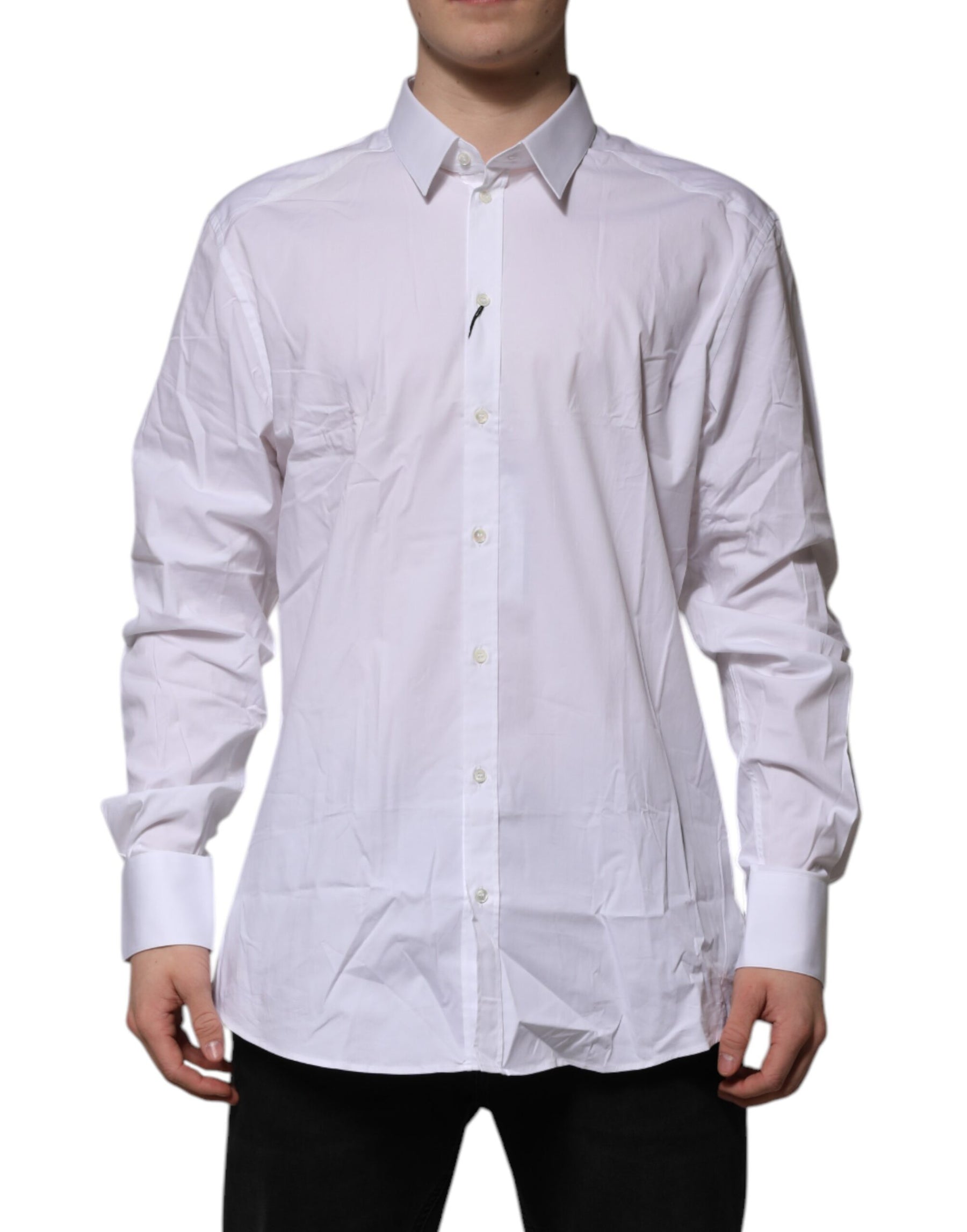 Dolce & Gabbana White GOLD Long Sleeve Dress Formal Shirt | Regal Royce