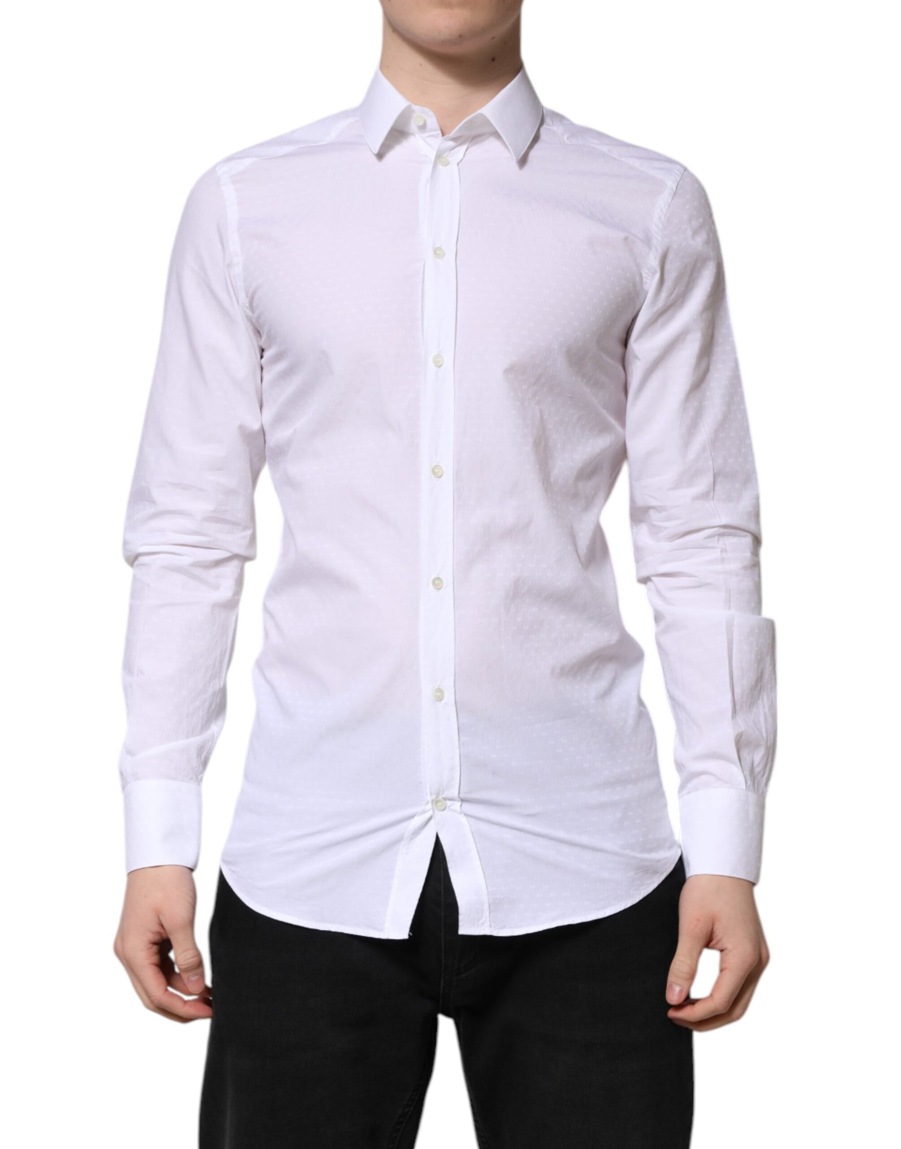 Dolce & Gabbana White GOLD Long Sleeve Dress Men Formal Shirt | Regal Royce