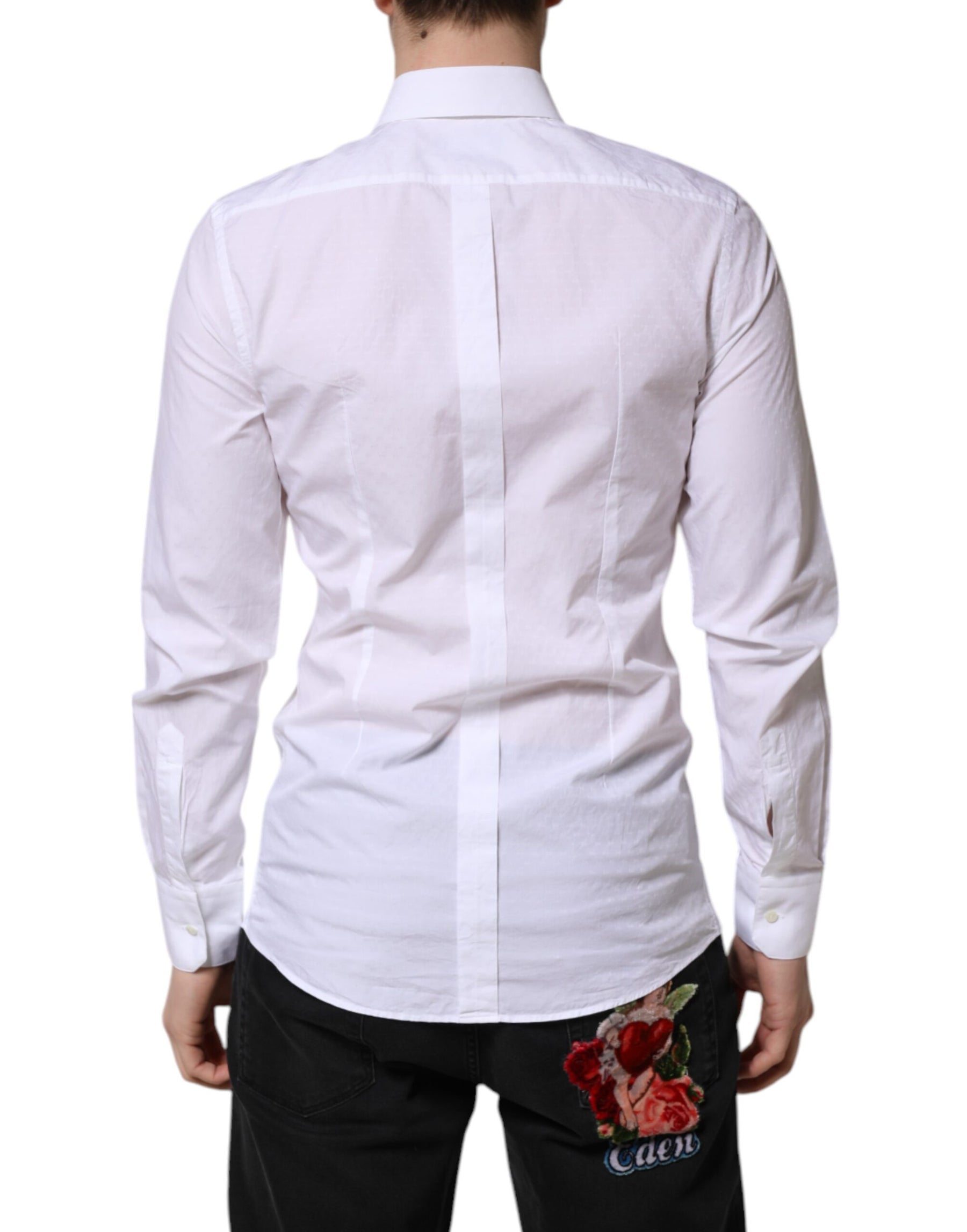 Dolce & Gabbana White GOLD Long Sleeve Dress Men Formal Shirt | Regal Royce