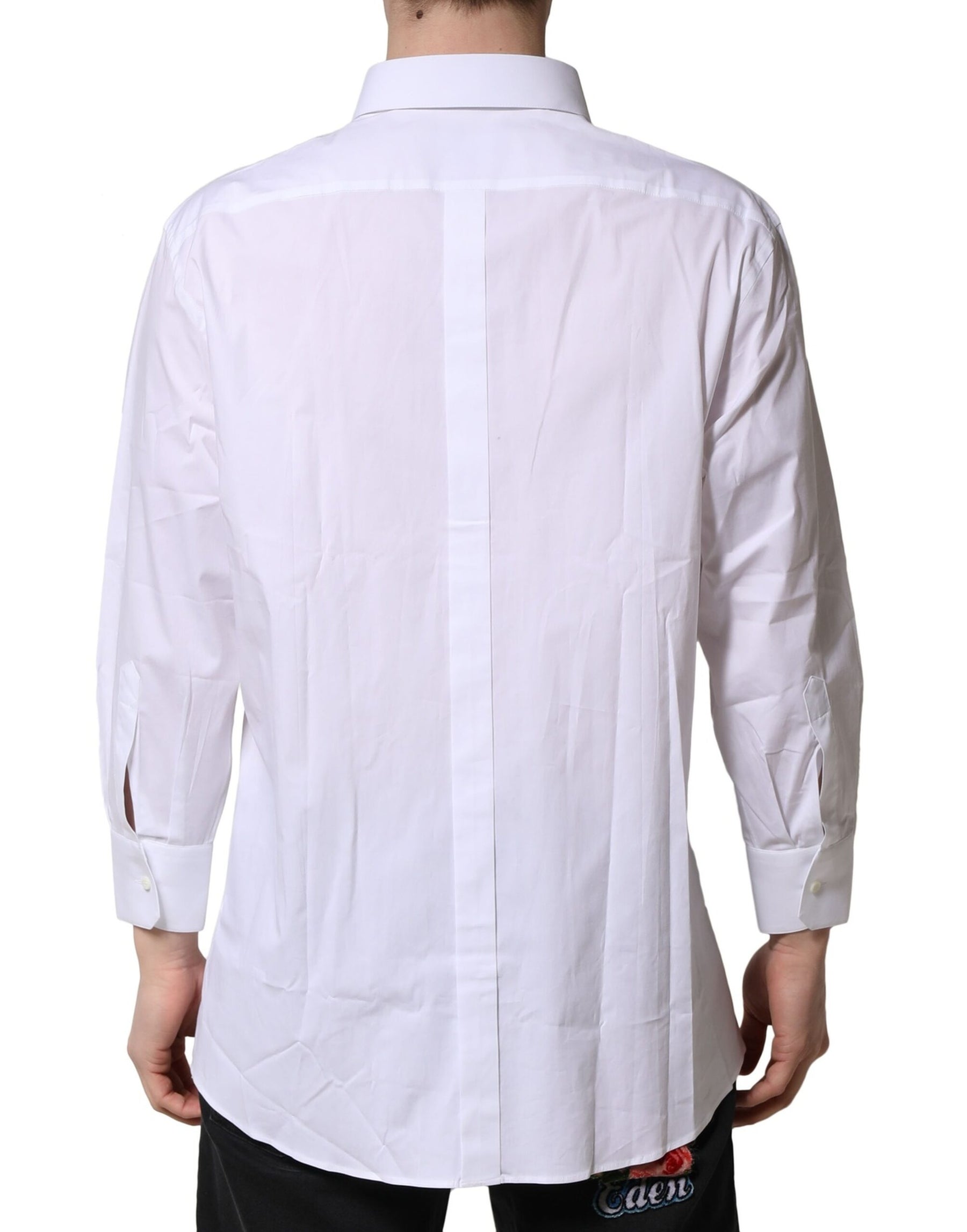 Dolce & Gabbana White GOLD Long Sleeve Dress Men Formal Shirt | Regal Royce