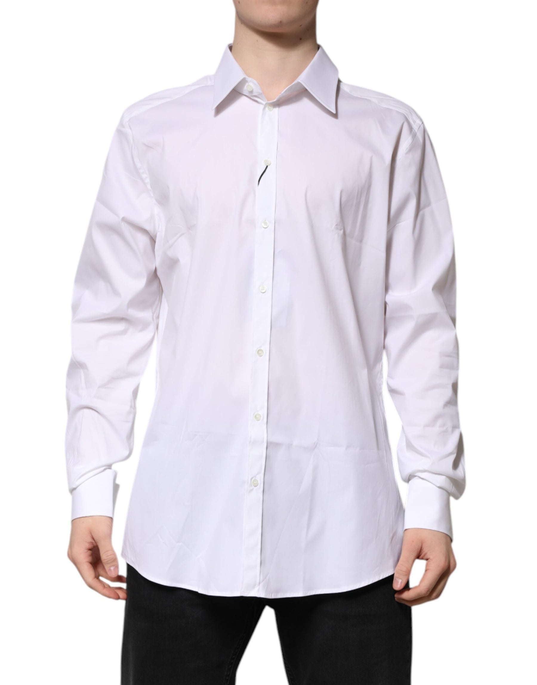 Dolce & Gabbana White GOLD Long Sleeve Dress Men Formal Shirt | Regal Royce
