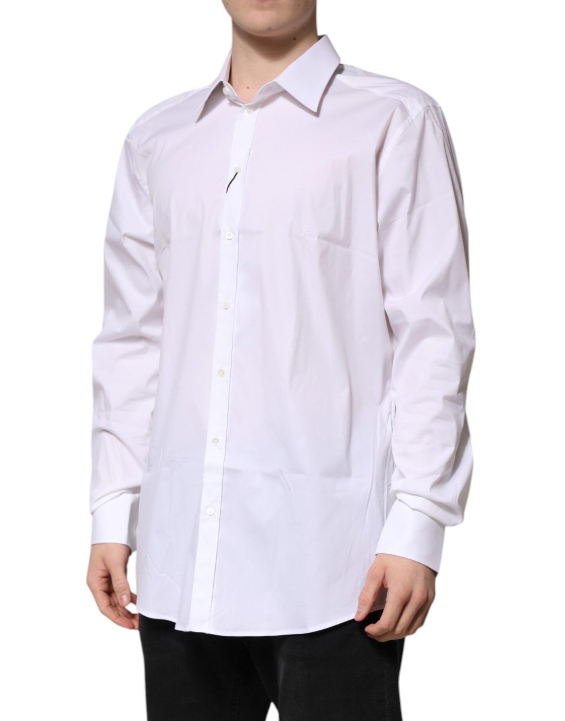 Dolce & Gabbana White GOLD Long Sleeve Dress Men Formal Shirt | Regal Royce