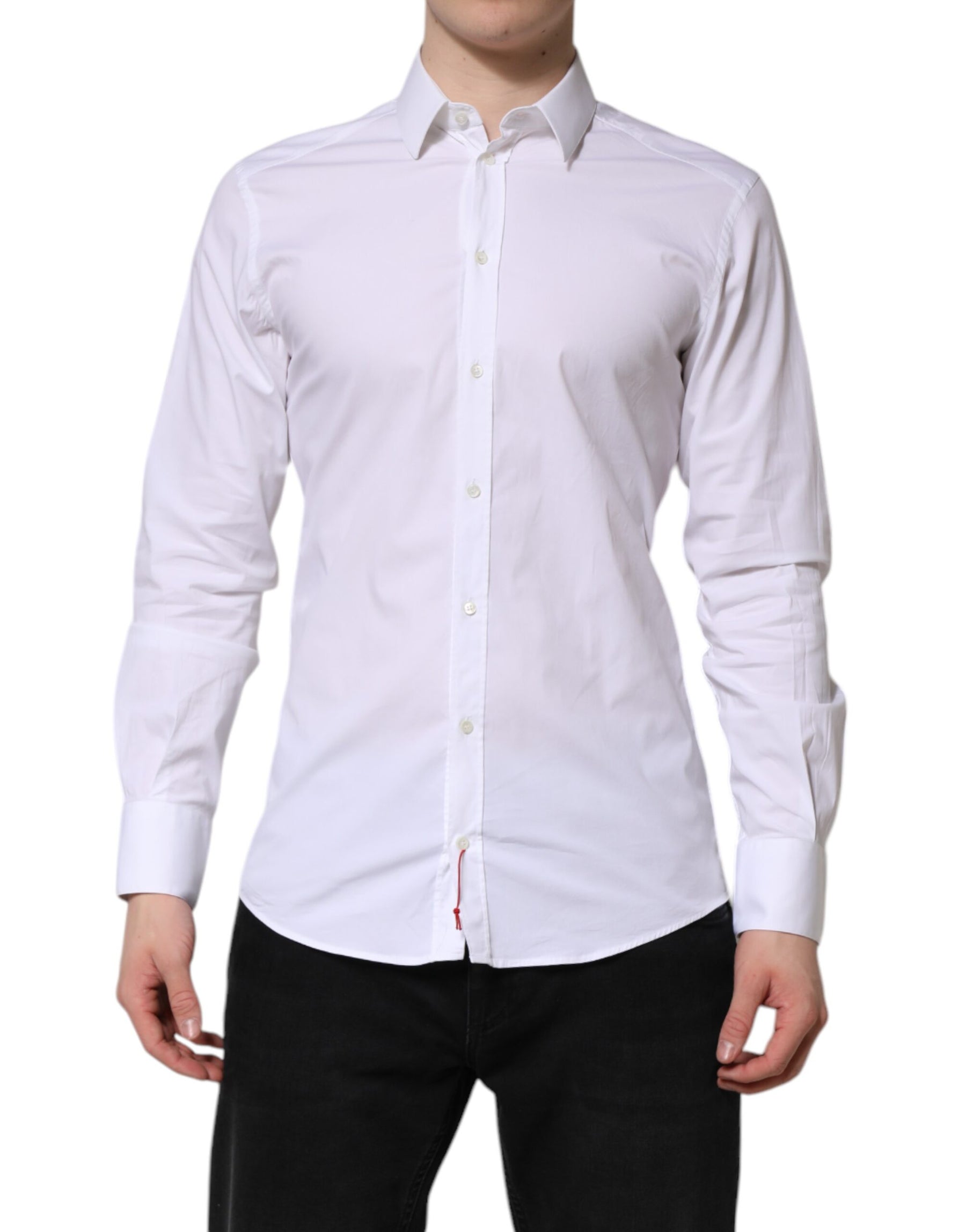 Dolce & Gabbana White GOLD Cotton Dress Formal Shirt | Regal Royce