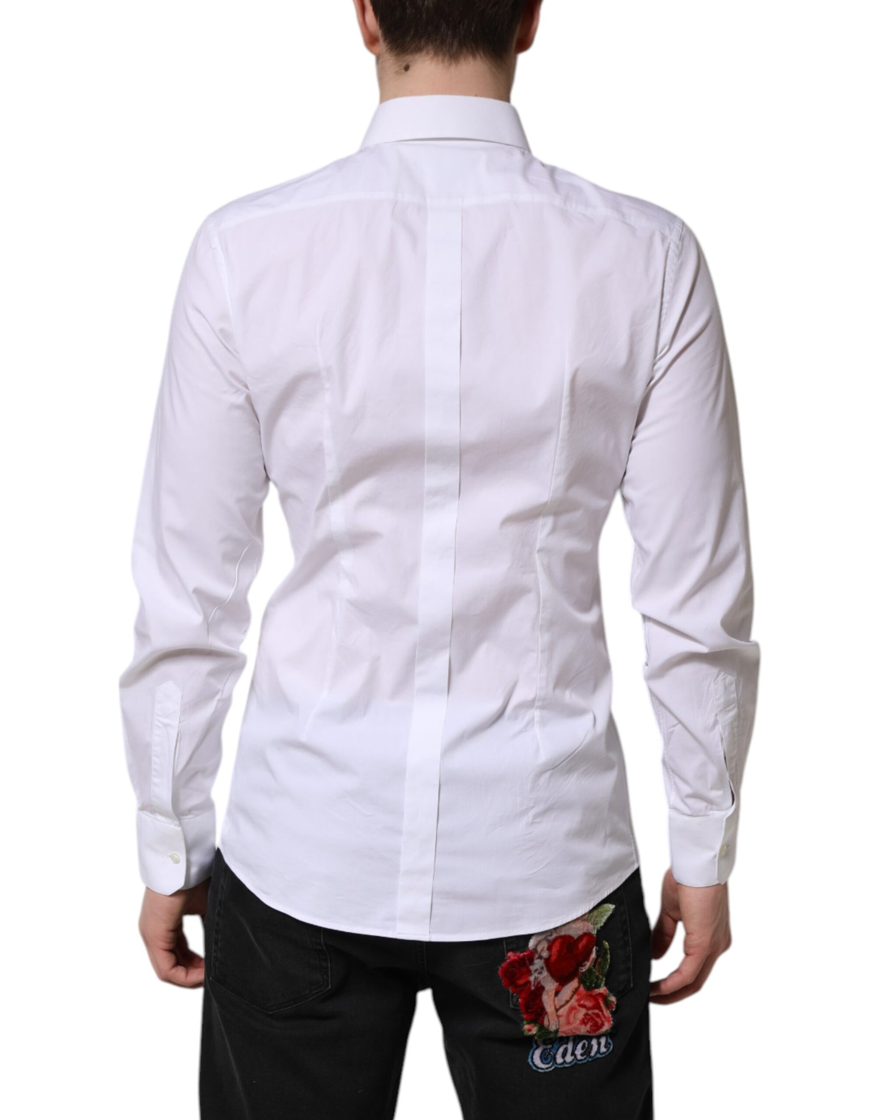 Dolce & Gabbana White GOLD Cotton Dress Formal Shirt | Regal Royce