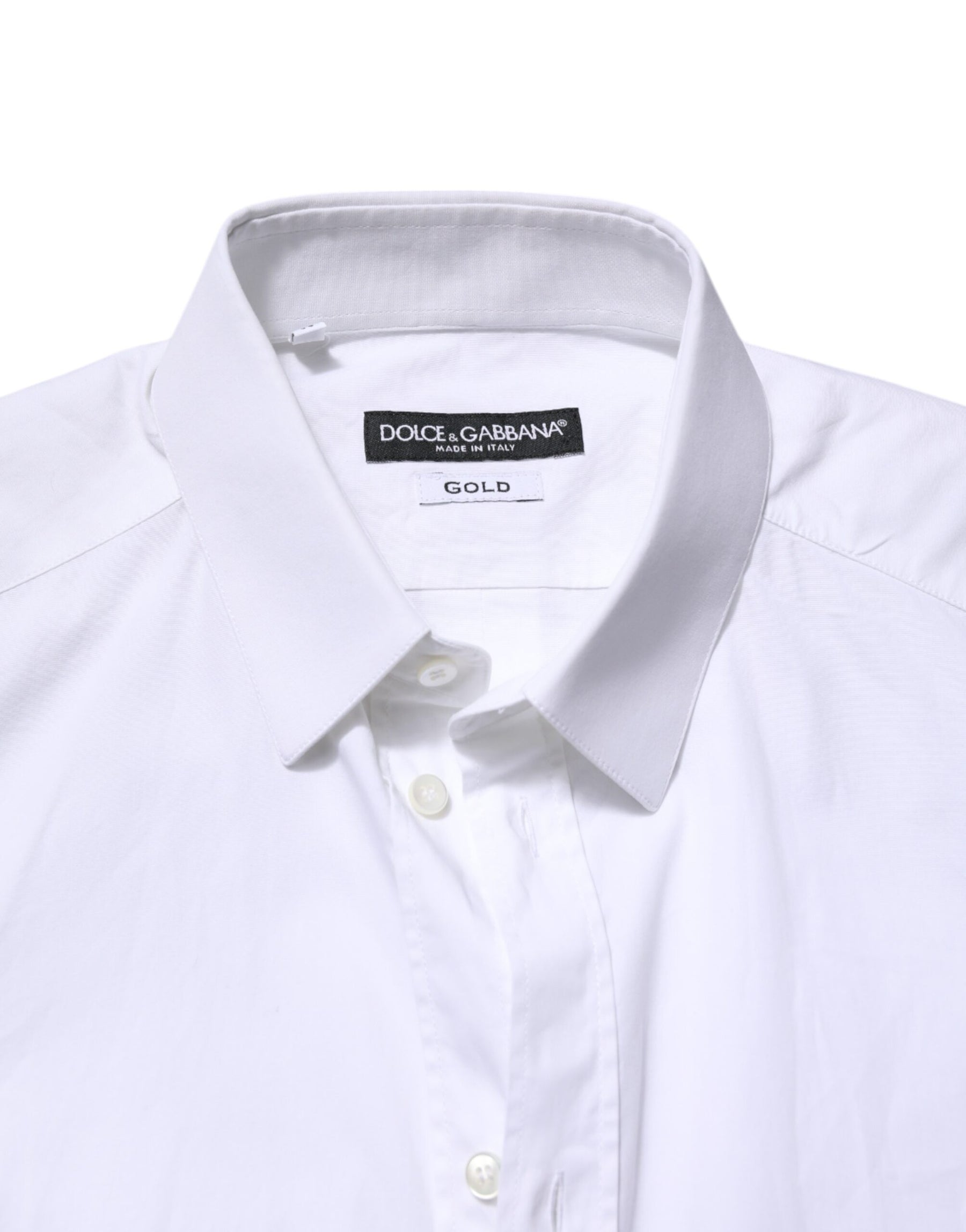 Dolce & Gabbana White GOLD Cotton Dress Formal Shirt | Regal Royce