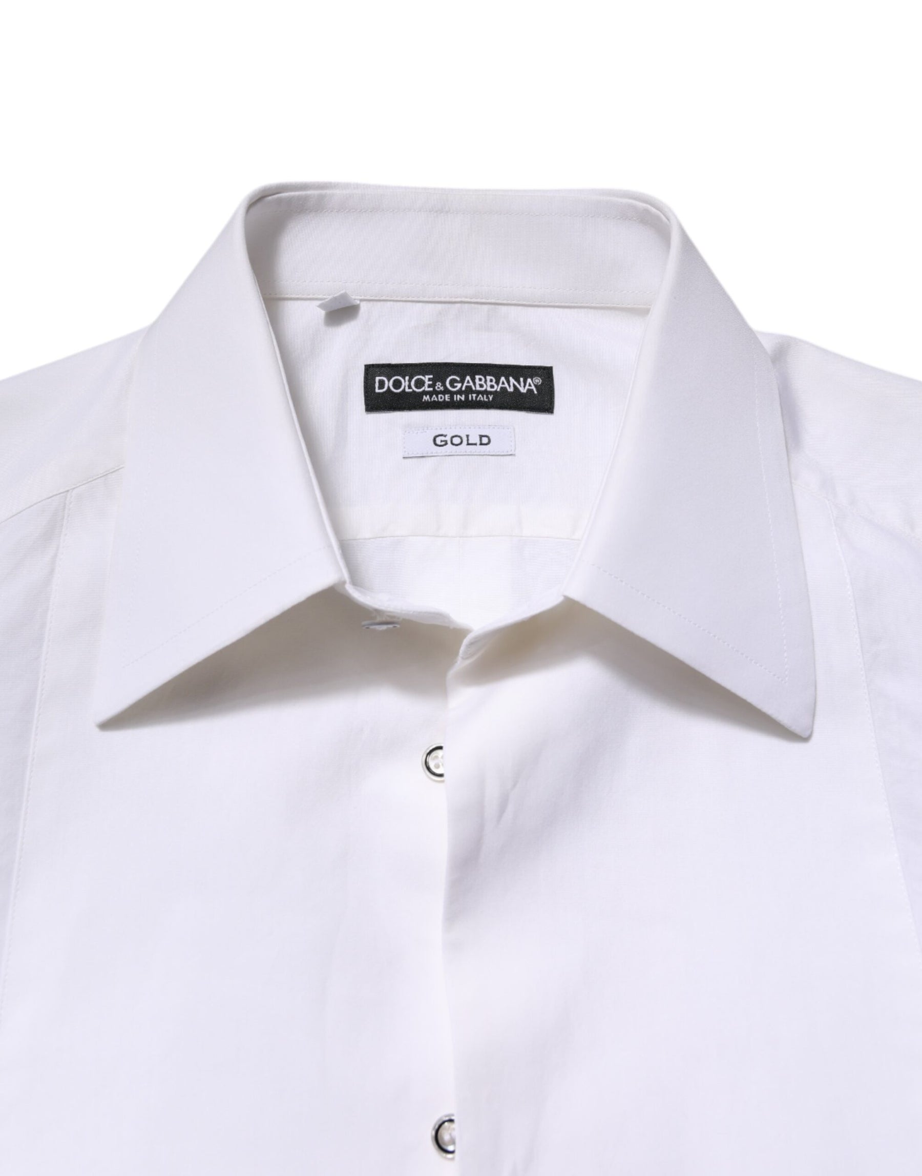 Dolce & Gabbana White GOLD Cotton Poplin Dress Formal Shirt | Regal Royce