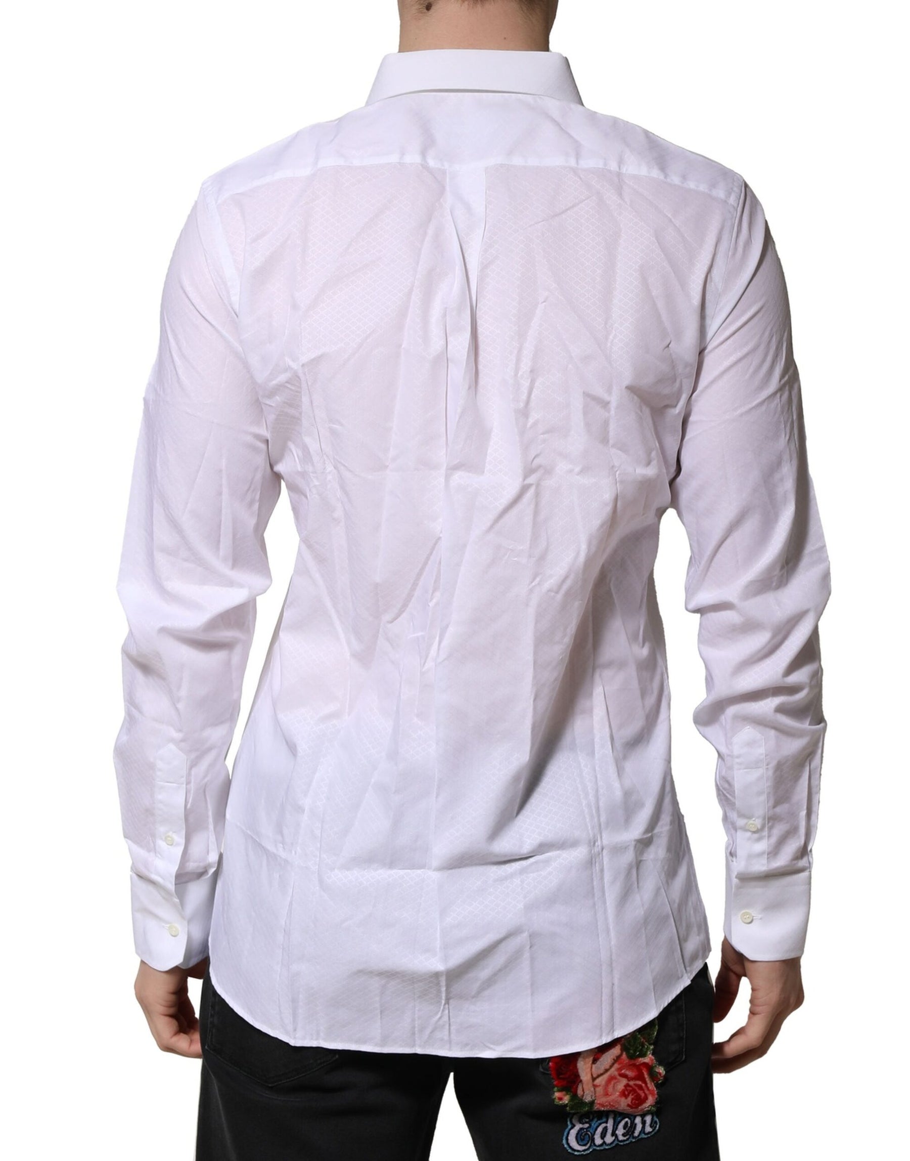 Dolce & Gabbana White MARTINI Cotton Men Dress Formal Shirt | Regal Royce