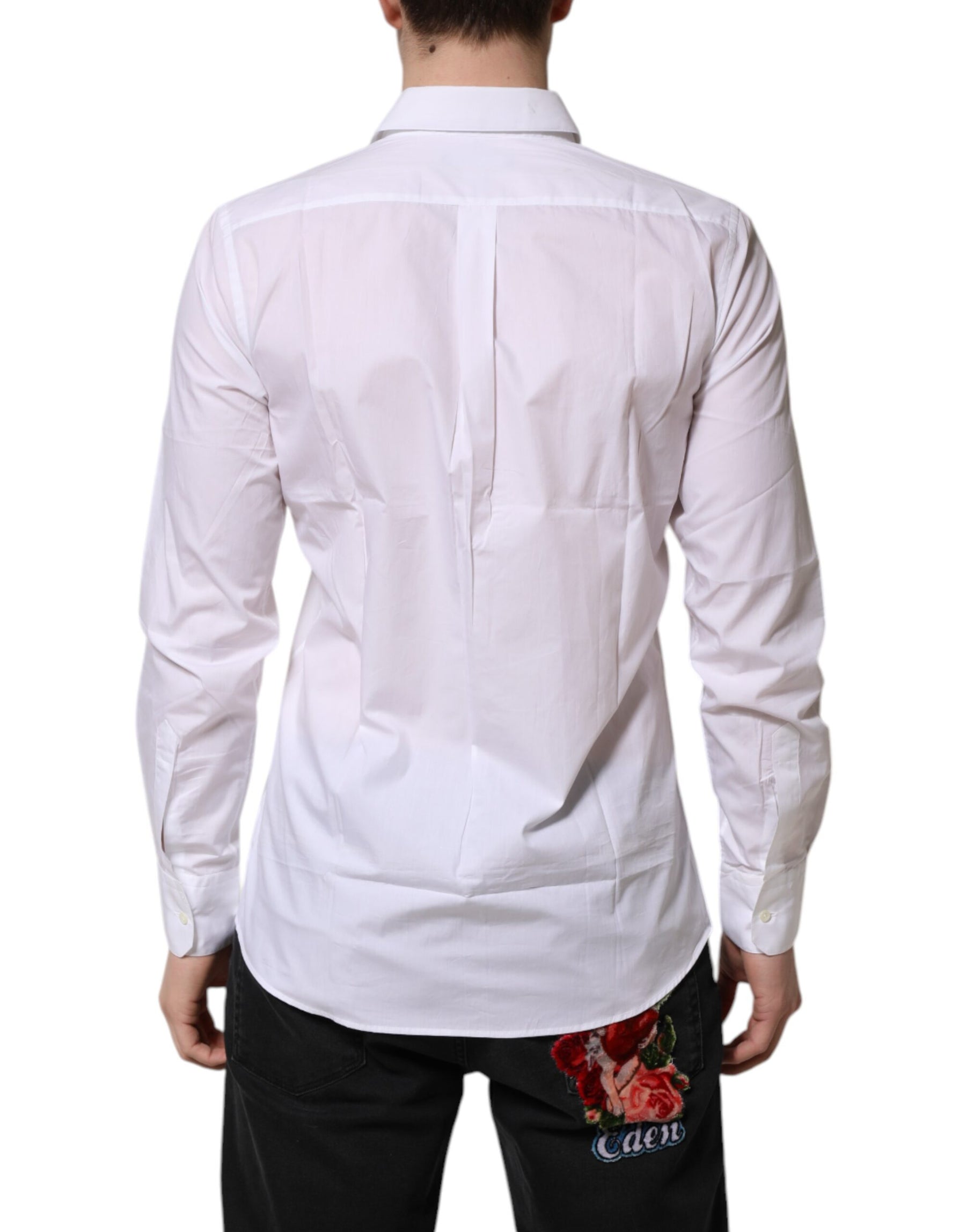 Dolce & Gabbana White Cotton Long Sleeves Dress Formal Shirt | Regal Royce