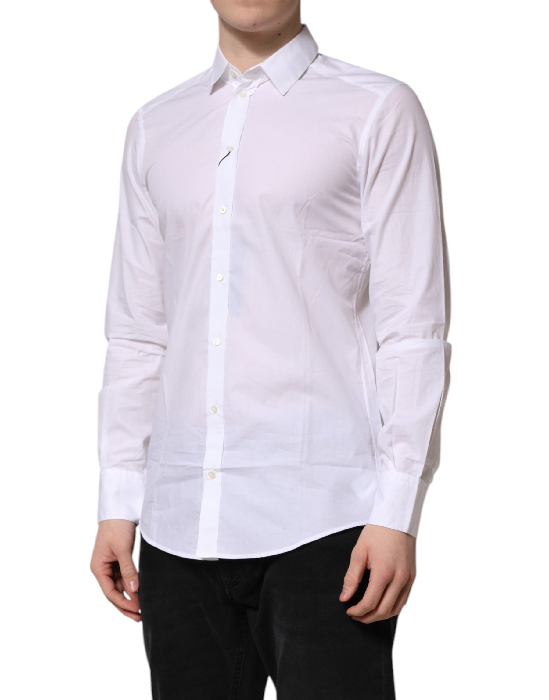Dolce & Gabbana White Cotton Long Sleeves Dress Formal Shirt | Regal Royce