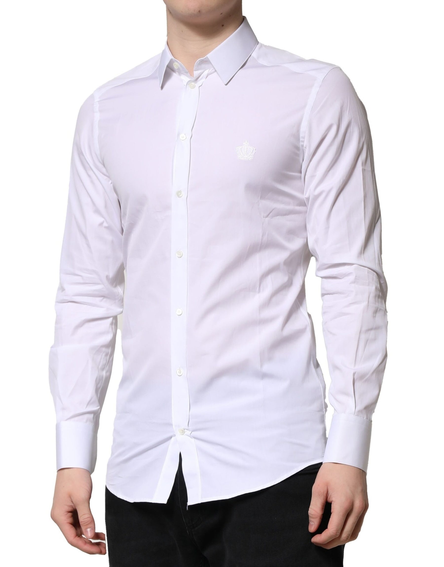 Dolce & Gabbana White GOLD Cotton Long Sleeves Men Formal Shirt | Regal Royce