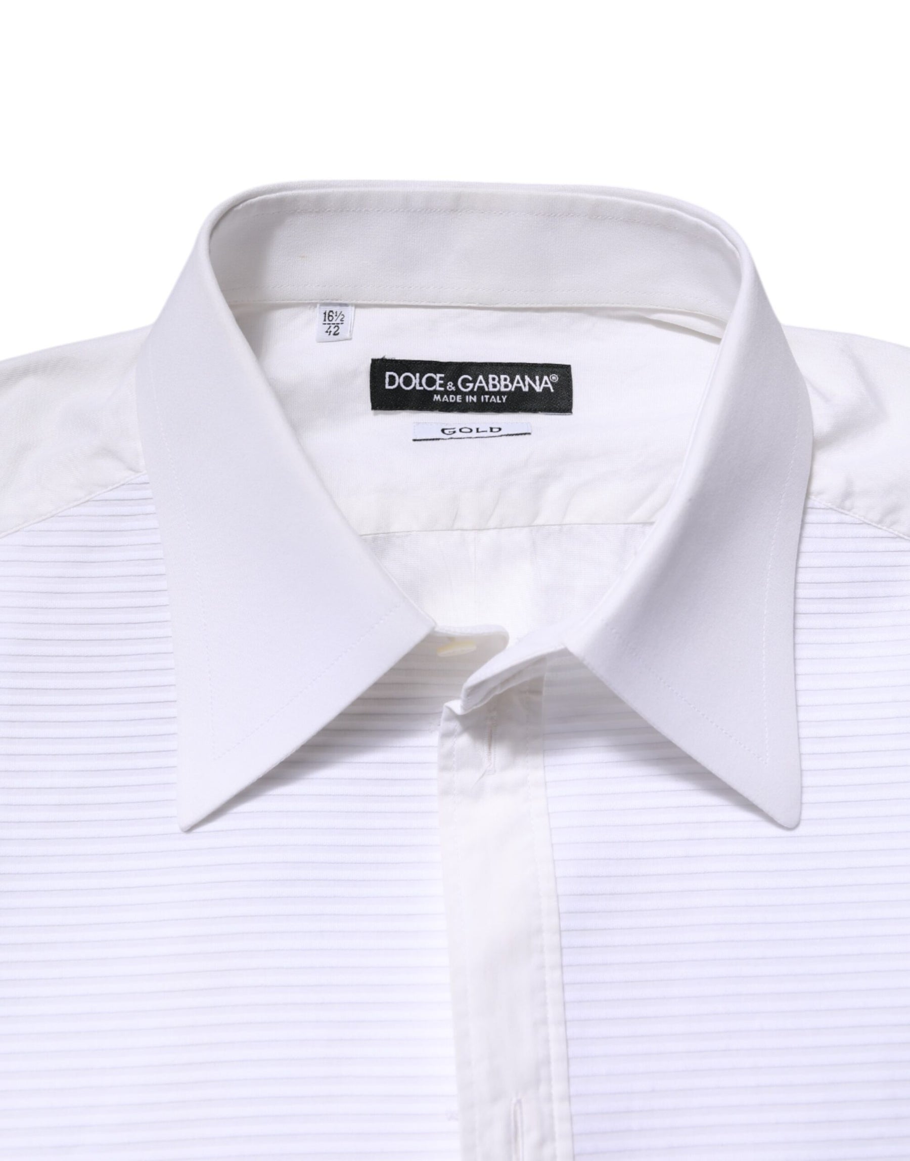 Dolce & Gabbana White GOLD Cotton Long Sleeves Formal Shirt | Regal Royce
