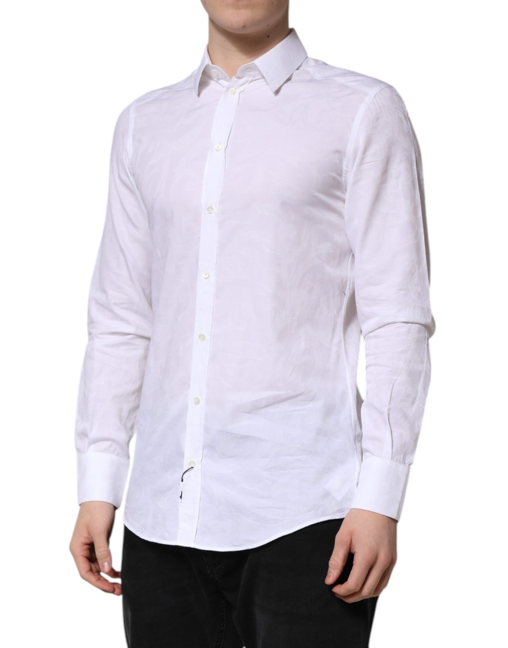 Dolce & Gabbana White MARTINI Cotton Long Sleeve Formal Shirt